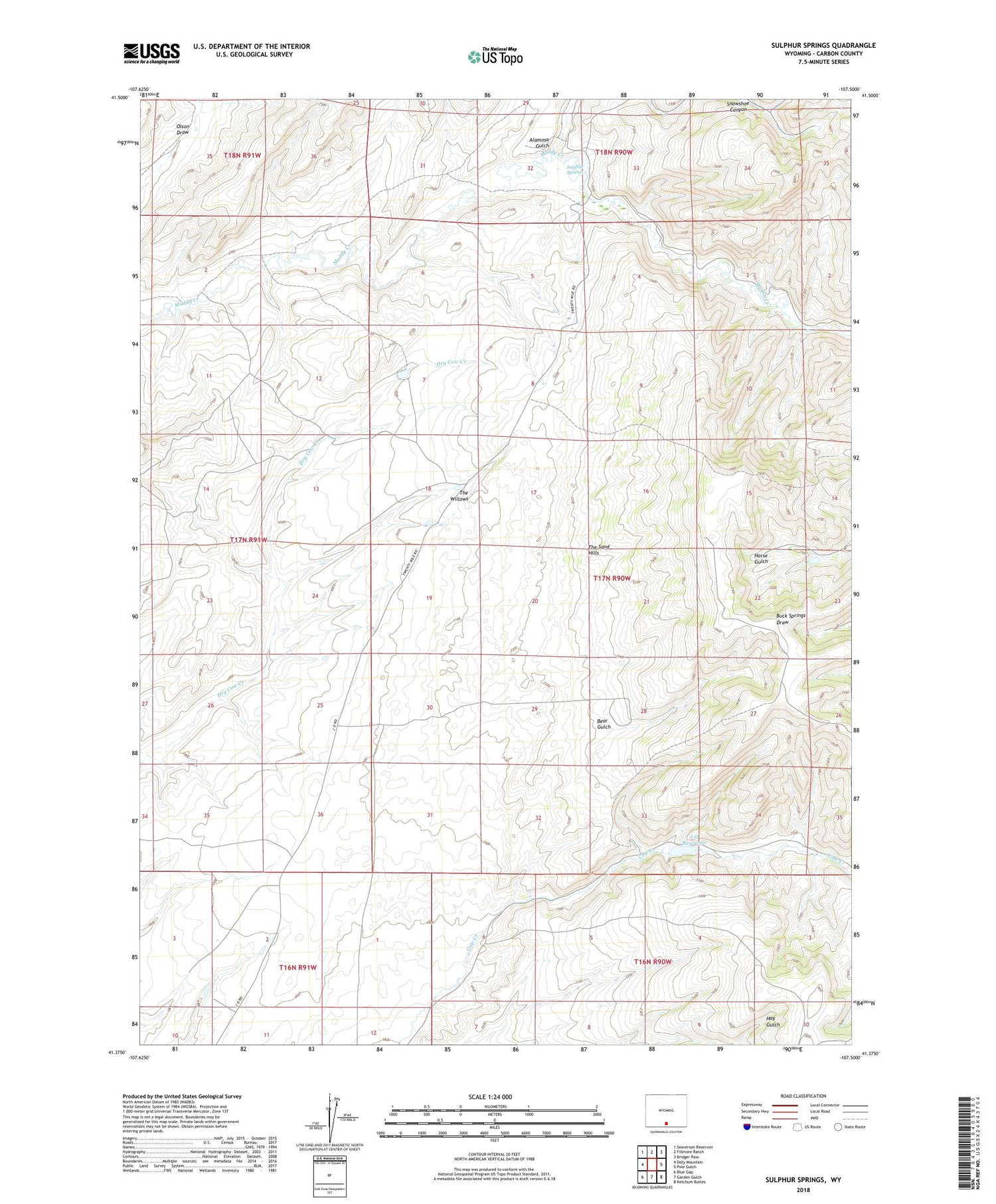 Sulphur Springs Wyoming US Topo Map Image