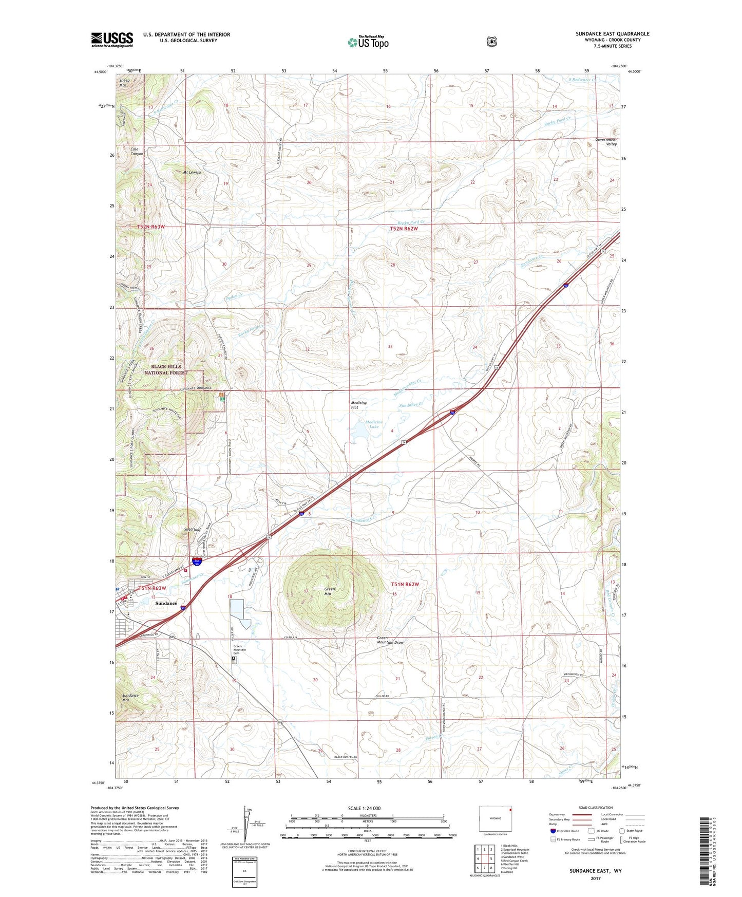 Sundance East Wyoming US Topo Map Image