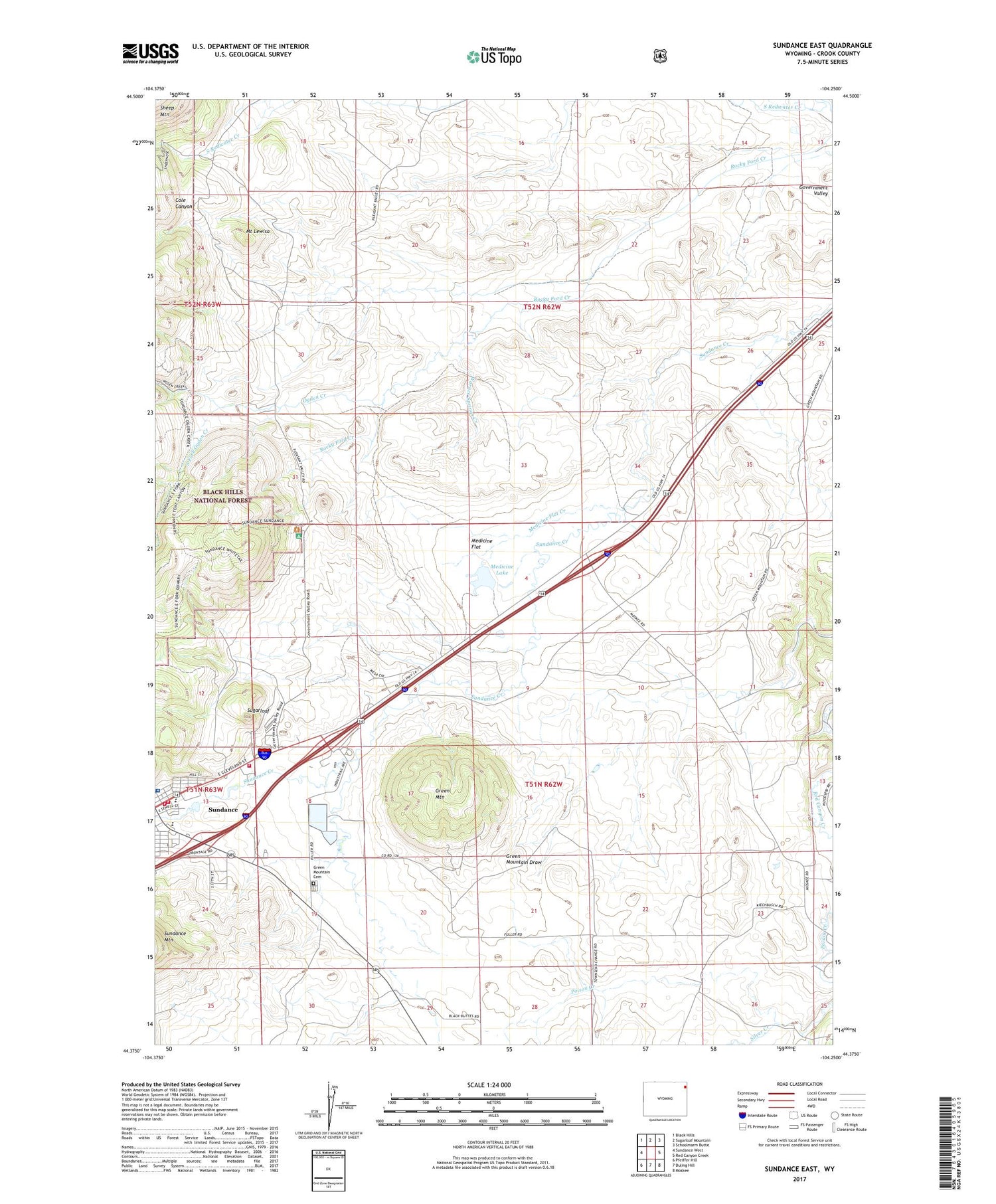Sundance East Wyoming US Topo Map Image