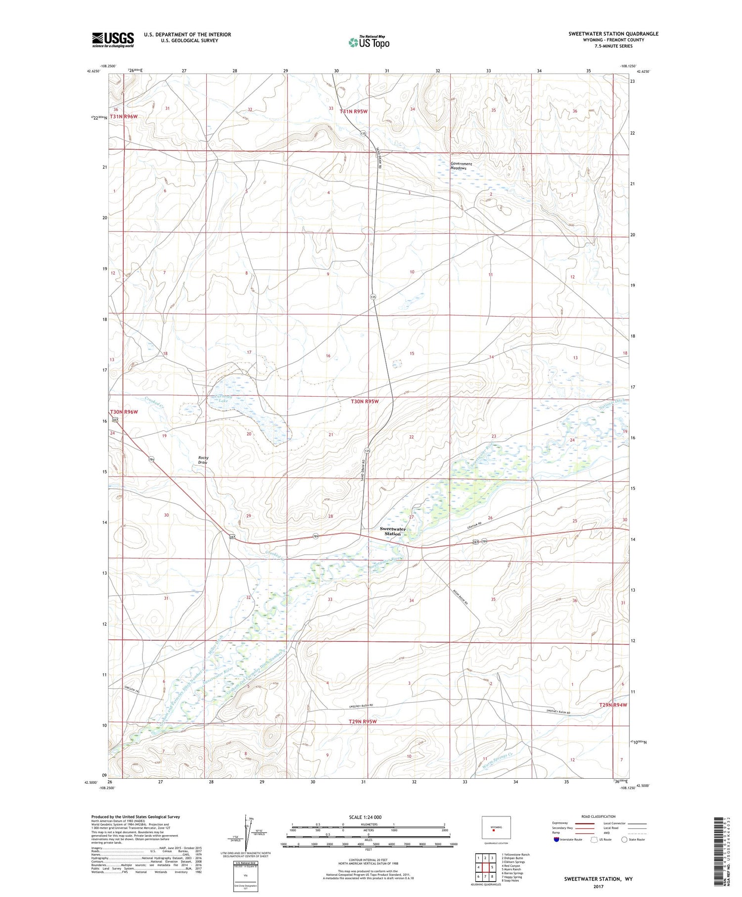Sweetwater Station Wyoming US Topo Map Image