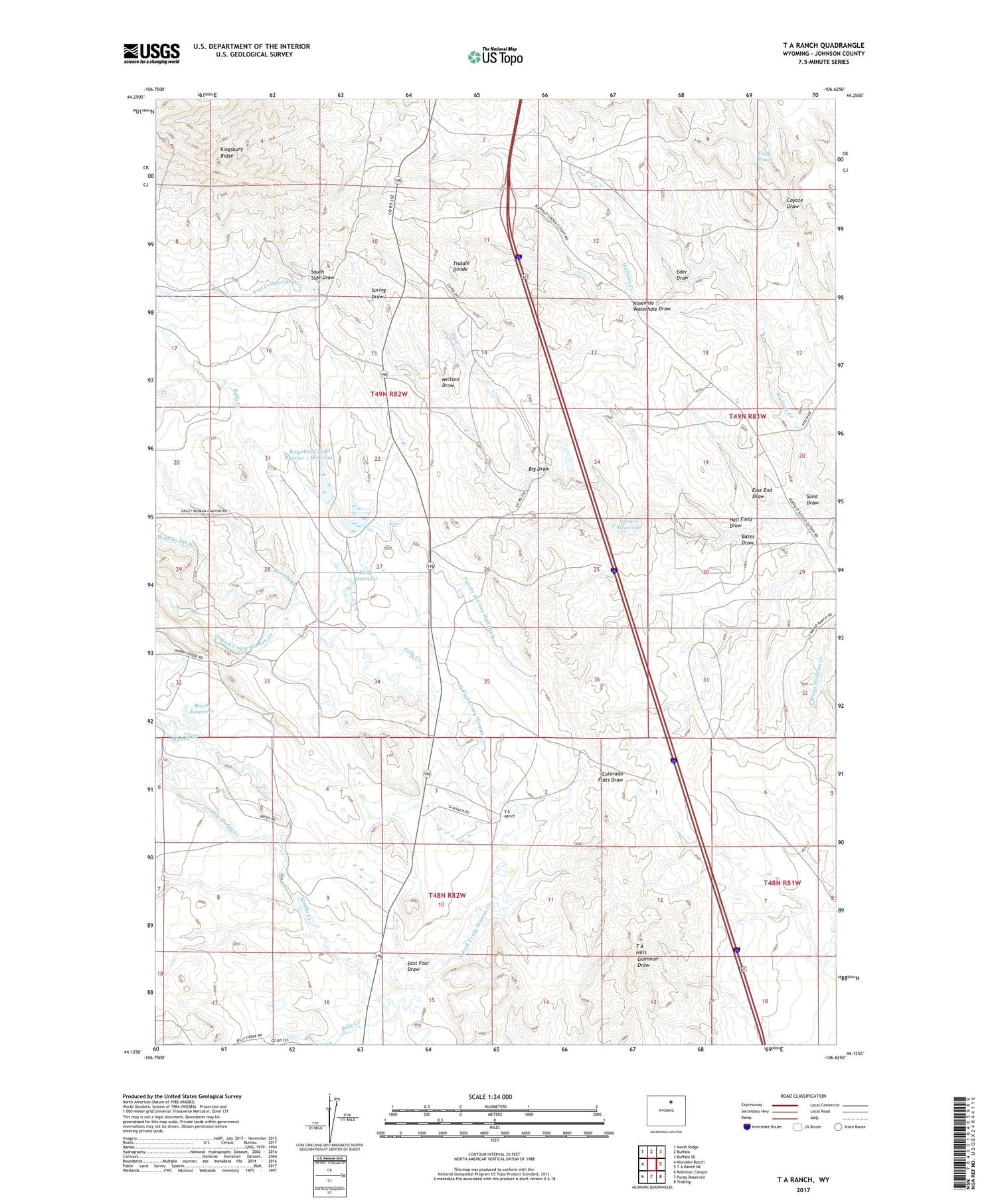 T A Ranch Wyoming US Topo Map Image
