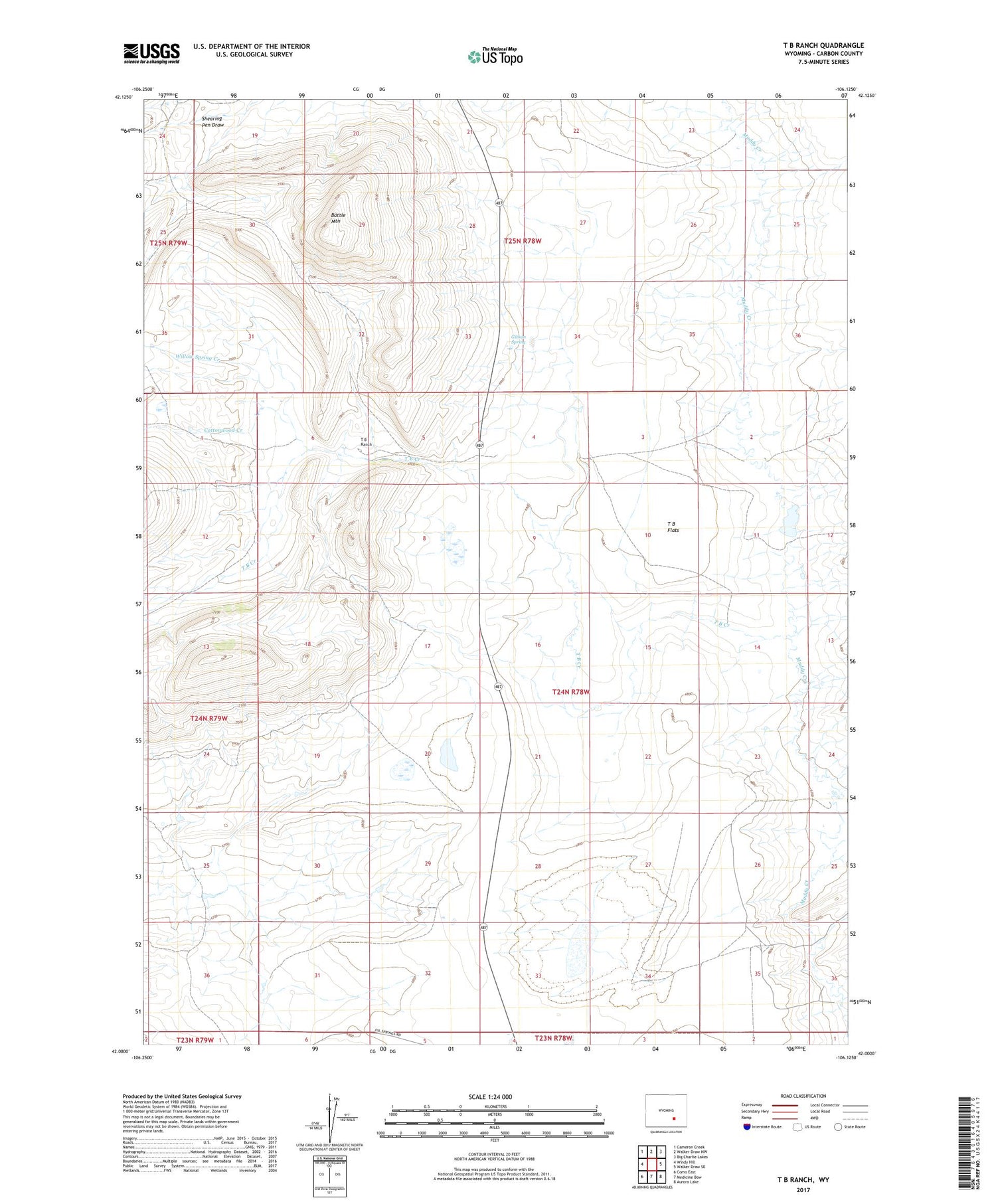 T B Ranch Wyoming US Topo Map Image