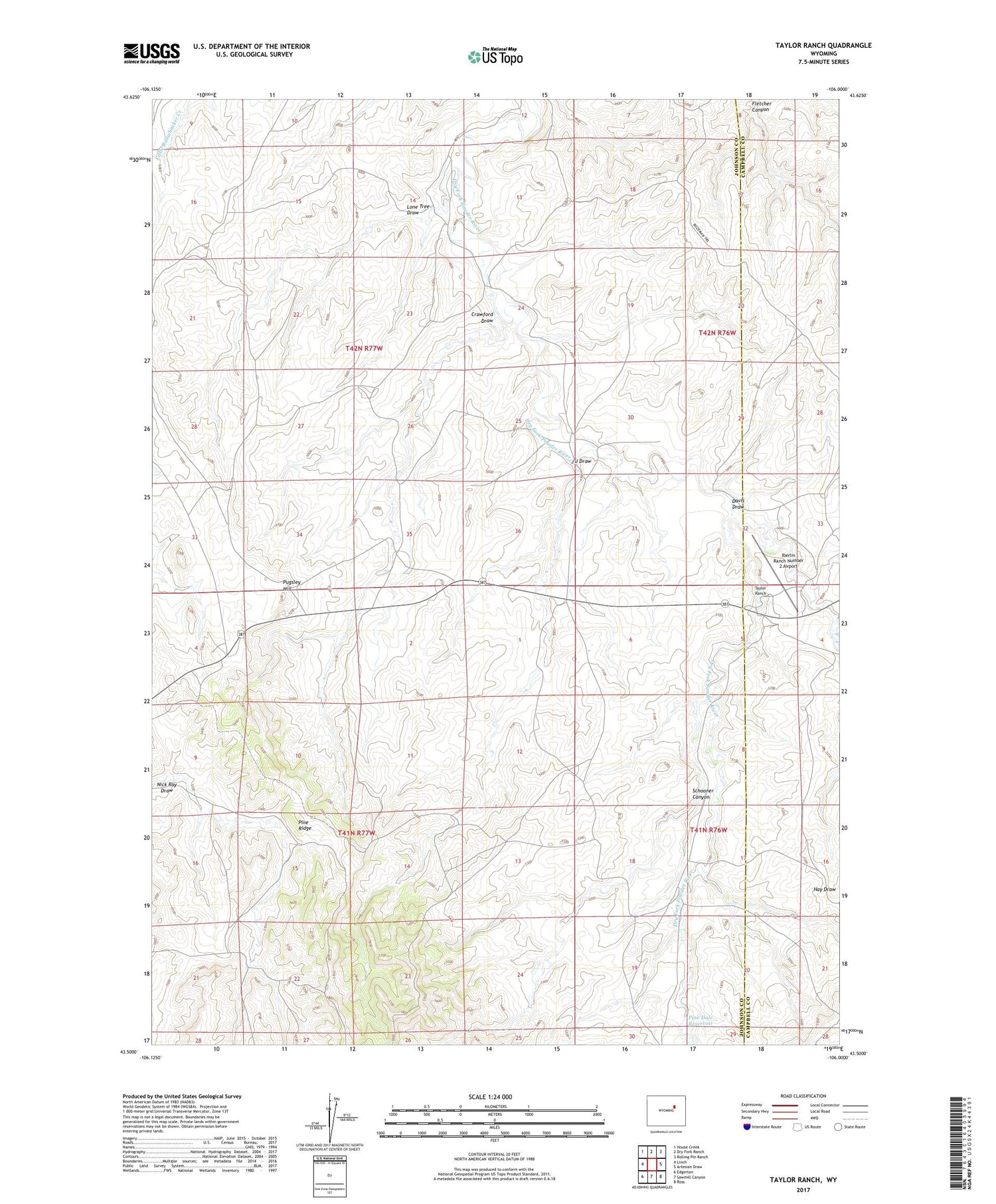 Taylor Ranch Wyoming US Topo Map Image