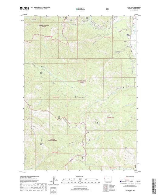 Teton Pass Wyoming US Topo Map Image