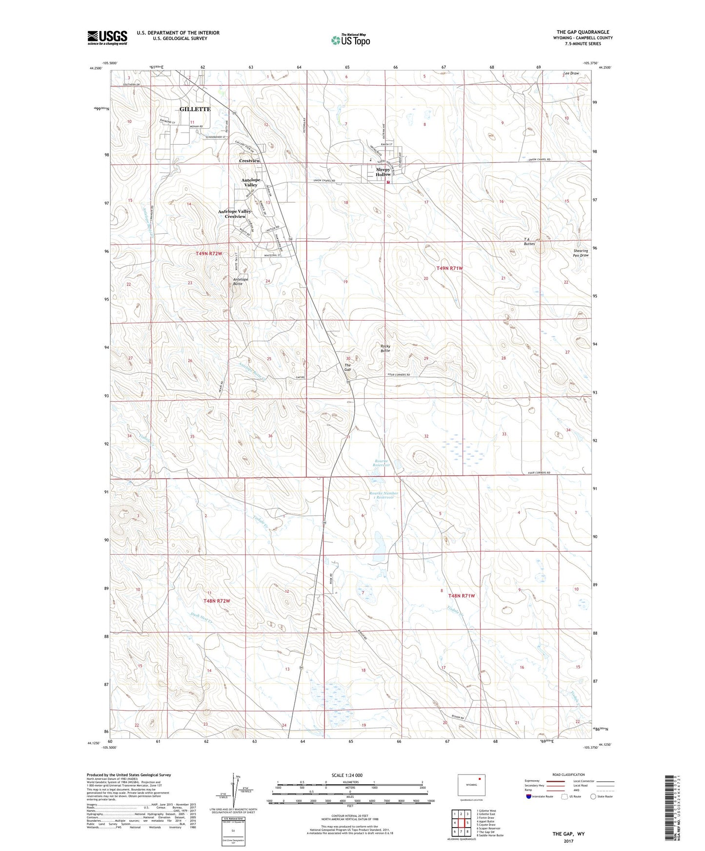 The Gap Wyoming US Topo Map Image