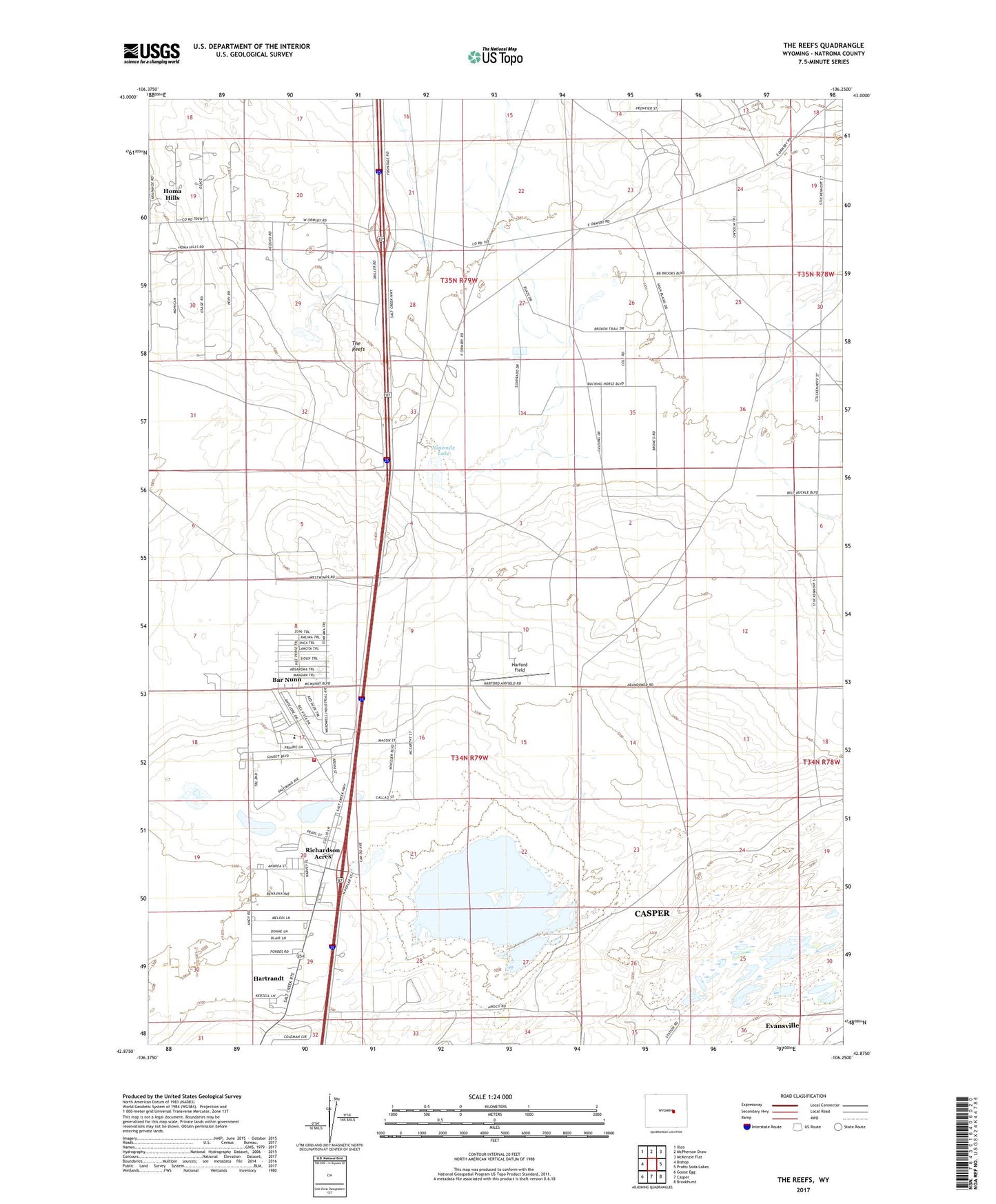 The Reefs Wyoming US Topo Map Image