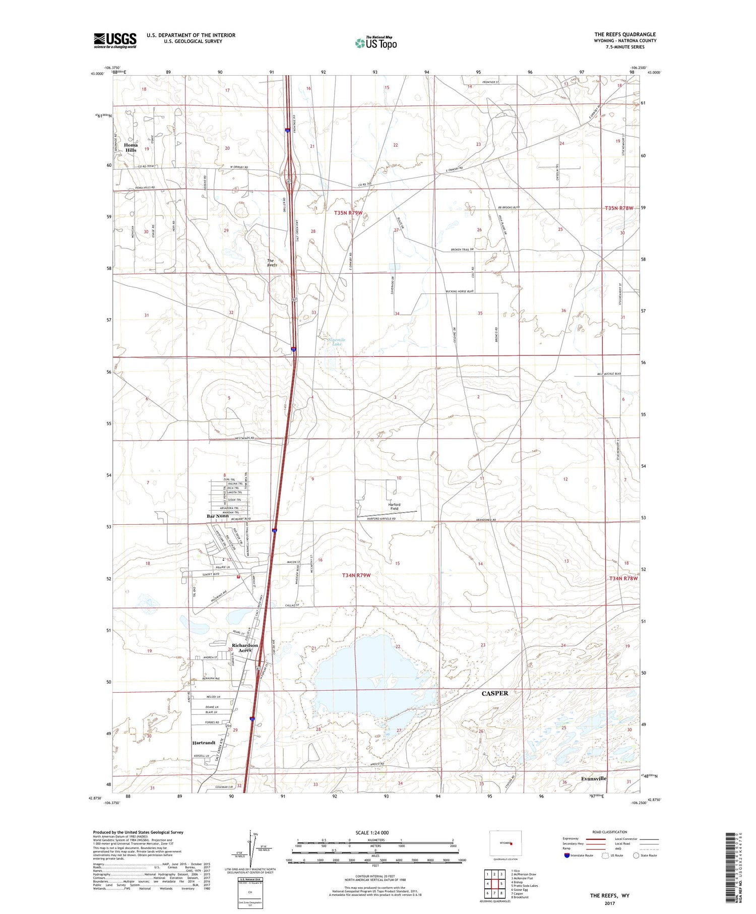 The Reefs Wyoming US Topo Map Image