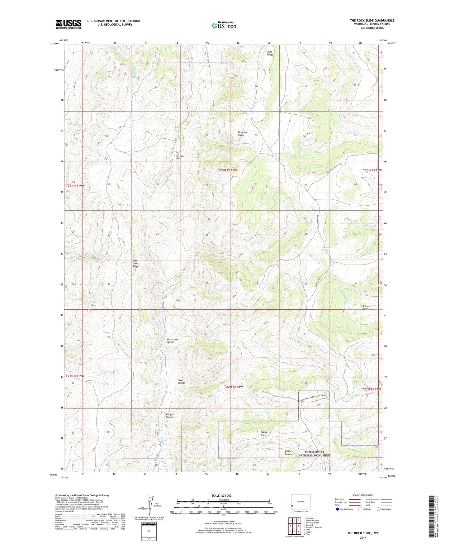 The Rock Slide Wyoming US Topo Map Image