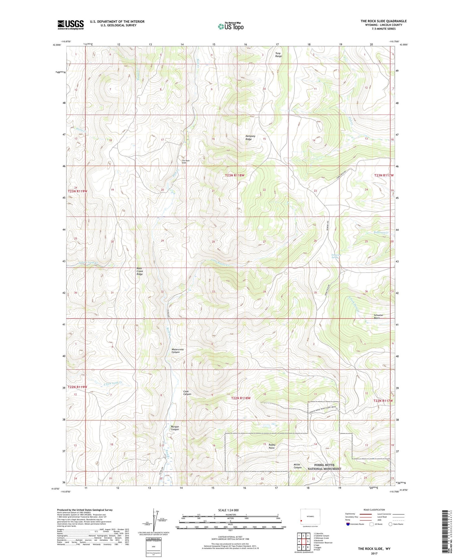 The Rock Slide Wyoming US Topo Map Image