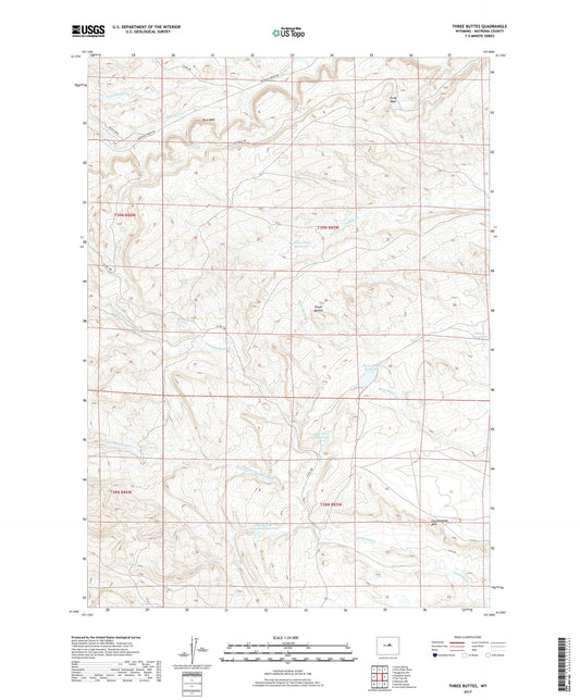 Three Buttes Wyoming US Topo Map Image