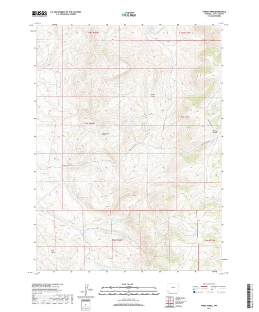 Three Forks Wyoming US Topo Map Image
