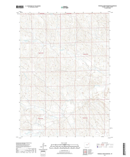 Threemile Creek Reservoir Wyoming US Topo Map Image
