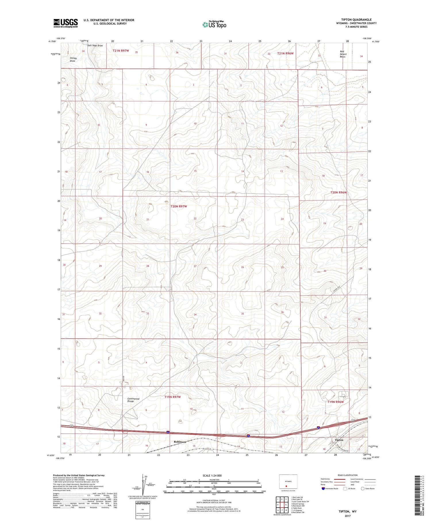 Tipton Wyoming US Topo Map Image