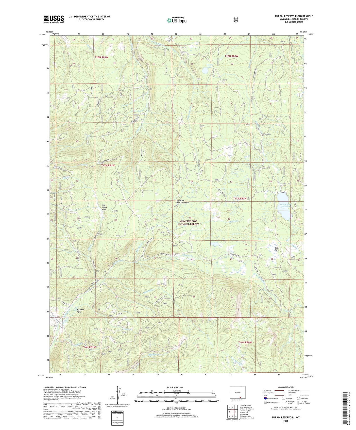 Turpin Reservoir Wyoming US Topo Map Image