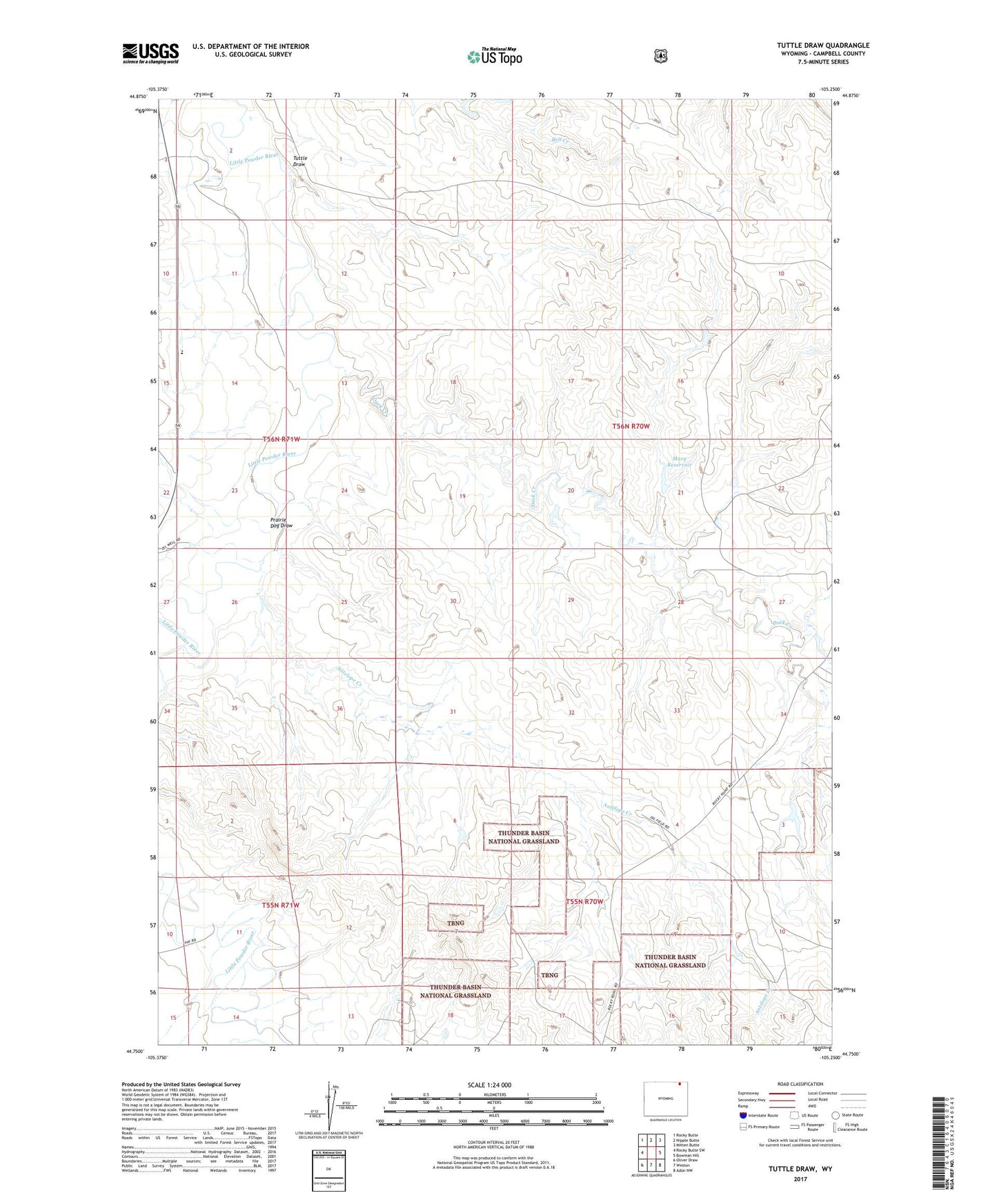 Tuttle Draw Wyoming US Topo Map Image