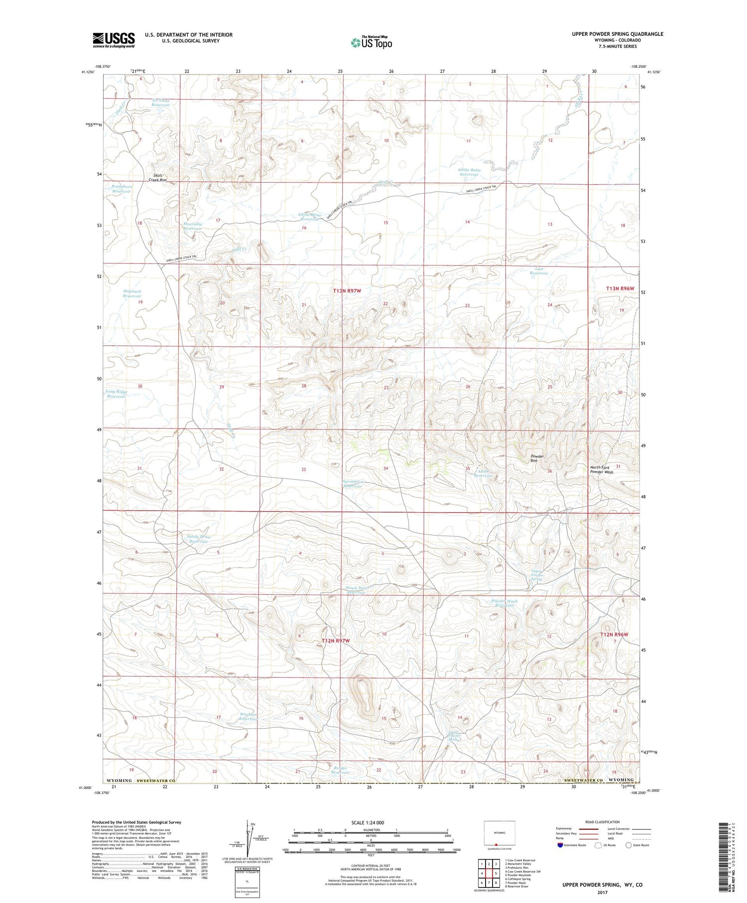 Upper Powder Spring Wyoming US Topo Map Image
