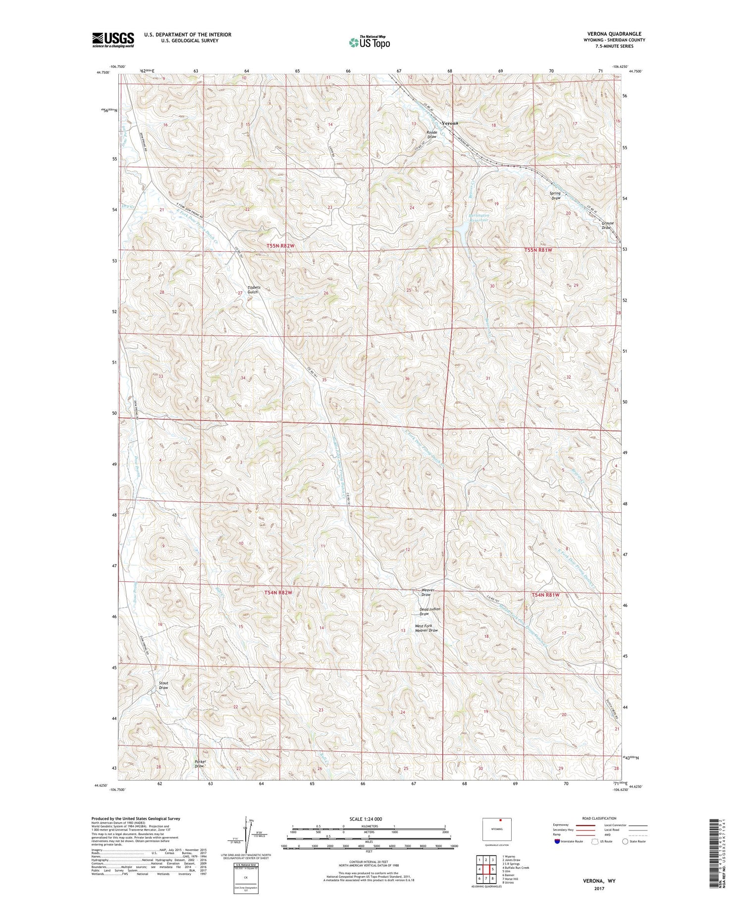 Verona Wyoming US Topo Map Image