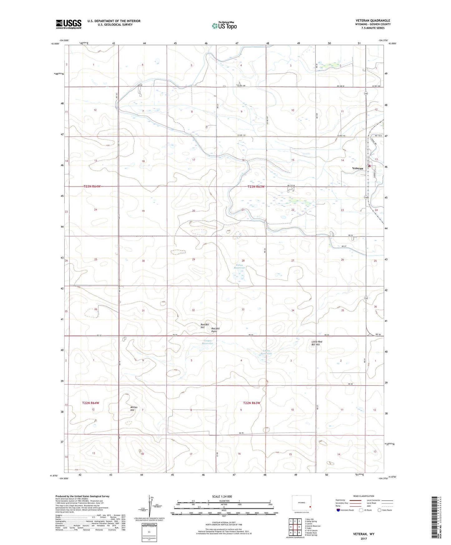Veteran Wyoming US Topo Map Image