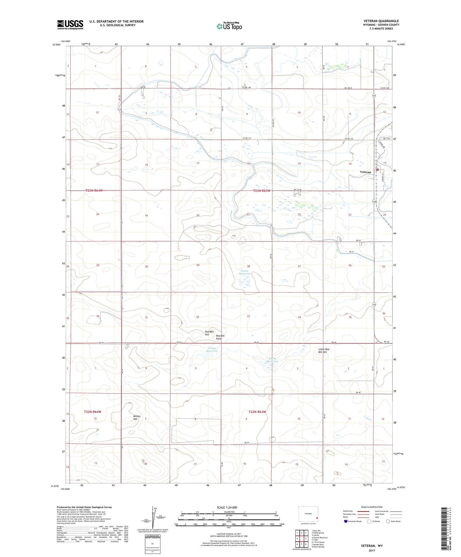 Veteran Wyoming US Topo Map Image