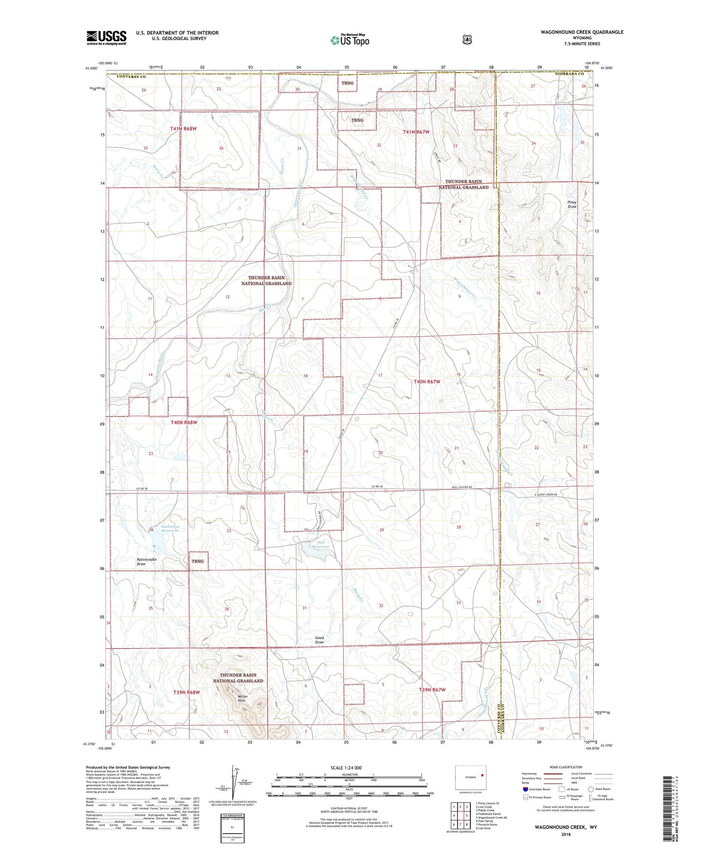 Wagonhound Creek Wyoming US Topo Map Image