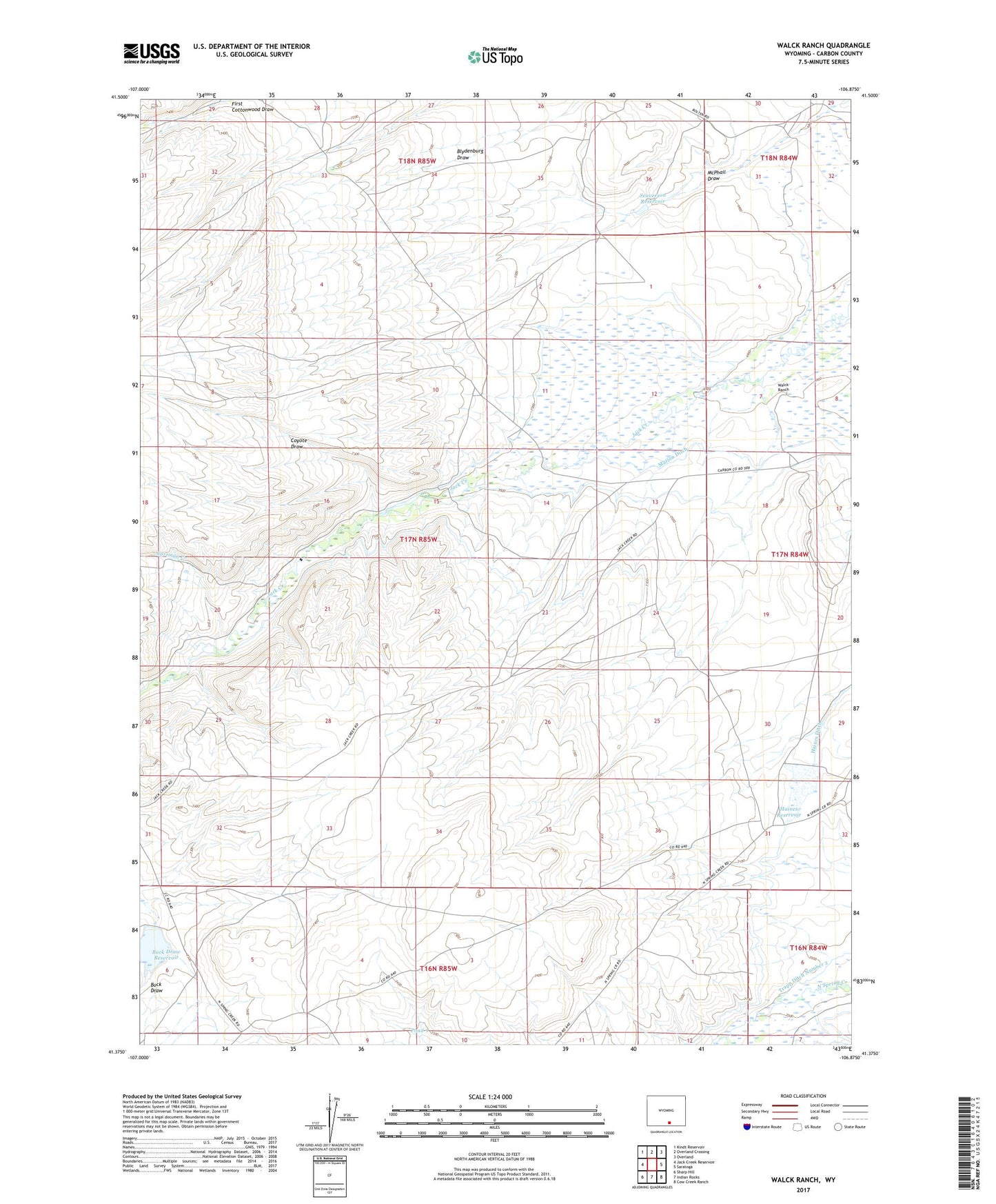 Walck Ranch Wyoming US Topo Map Image