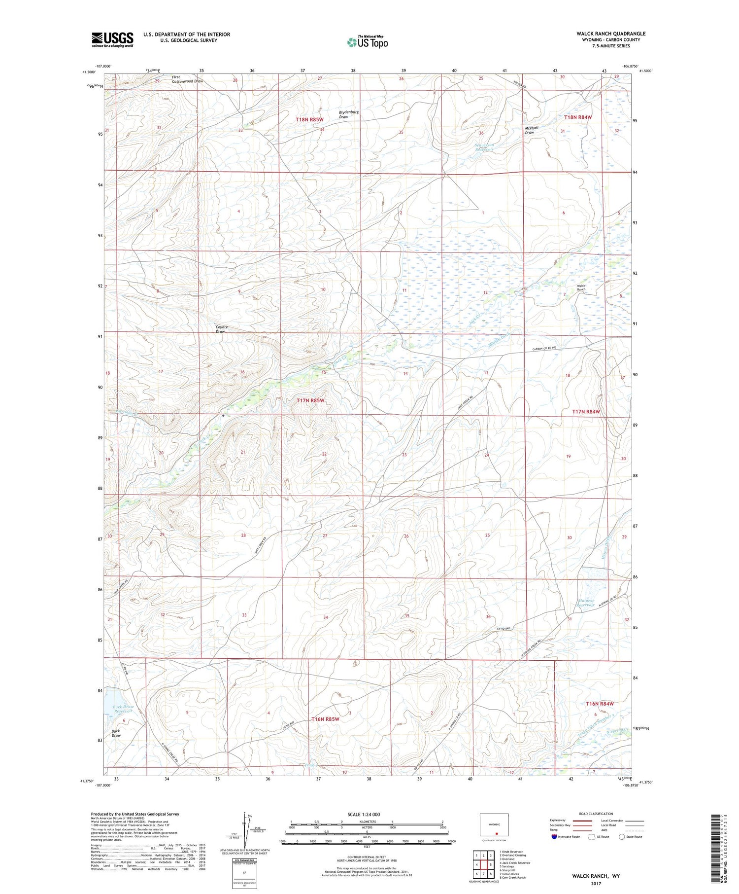 Walck Ranch Wyoming US Topo Map Image