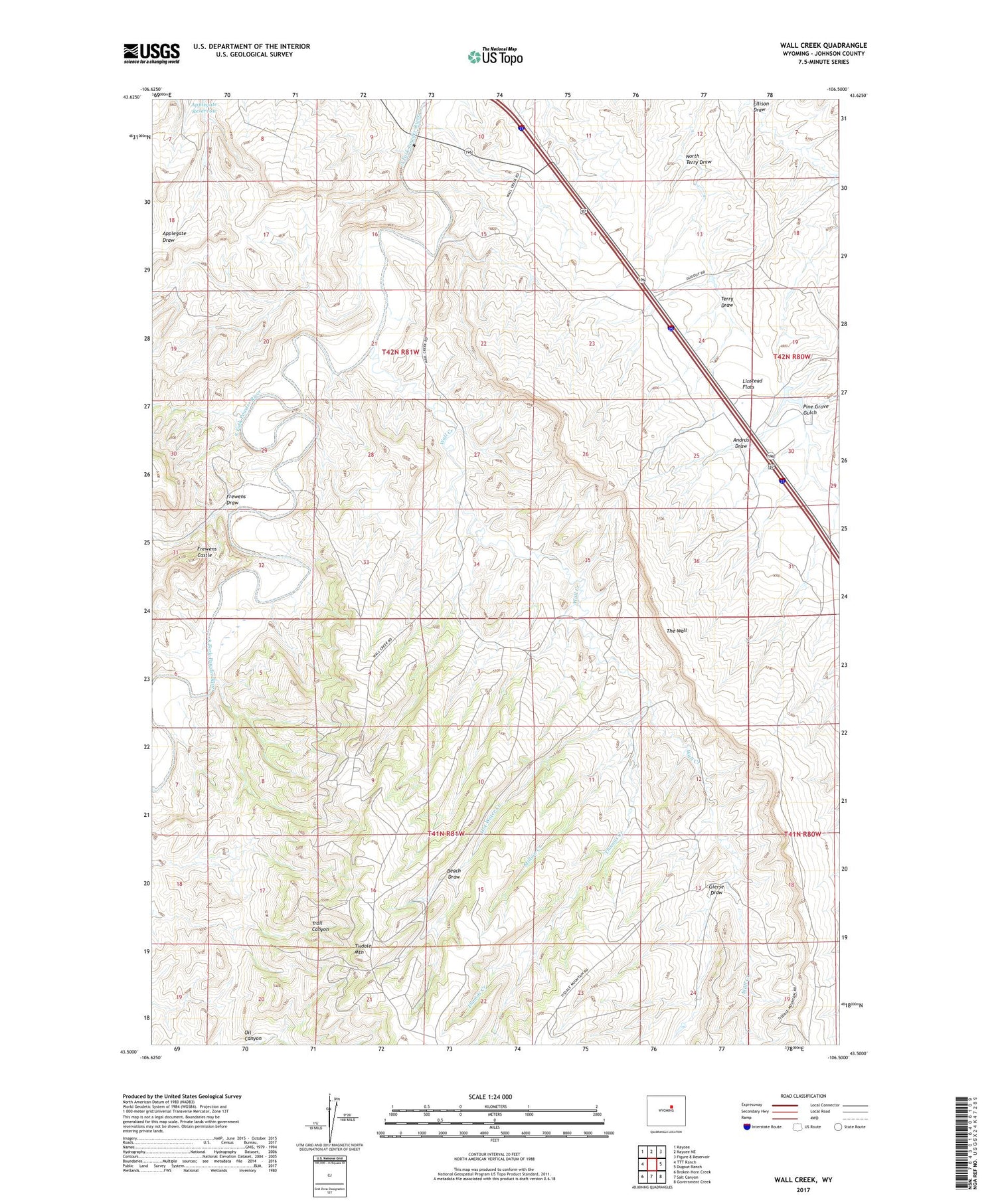Wall Creek Wyoming US Topo Map Image