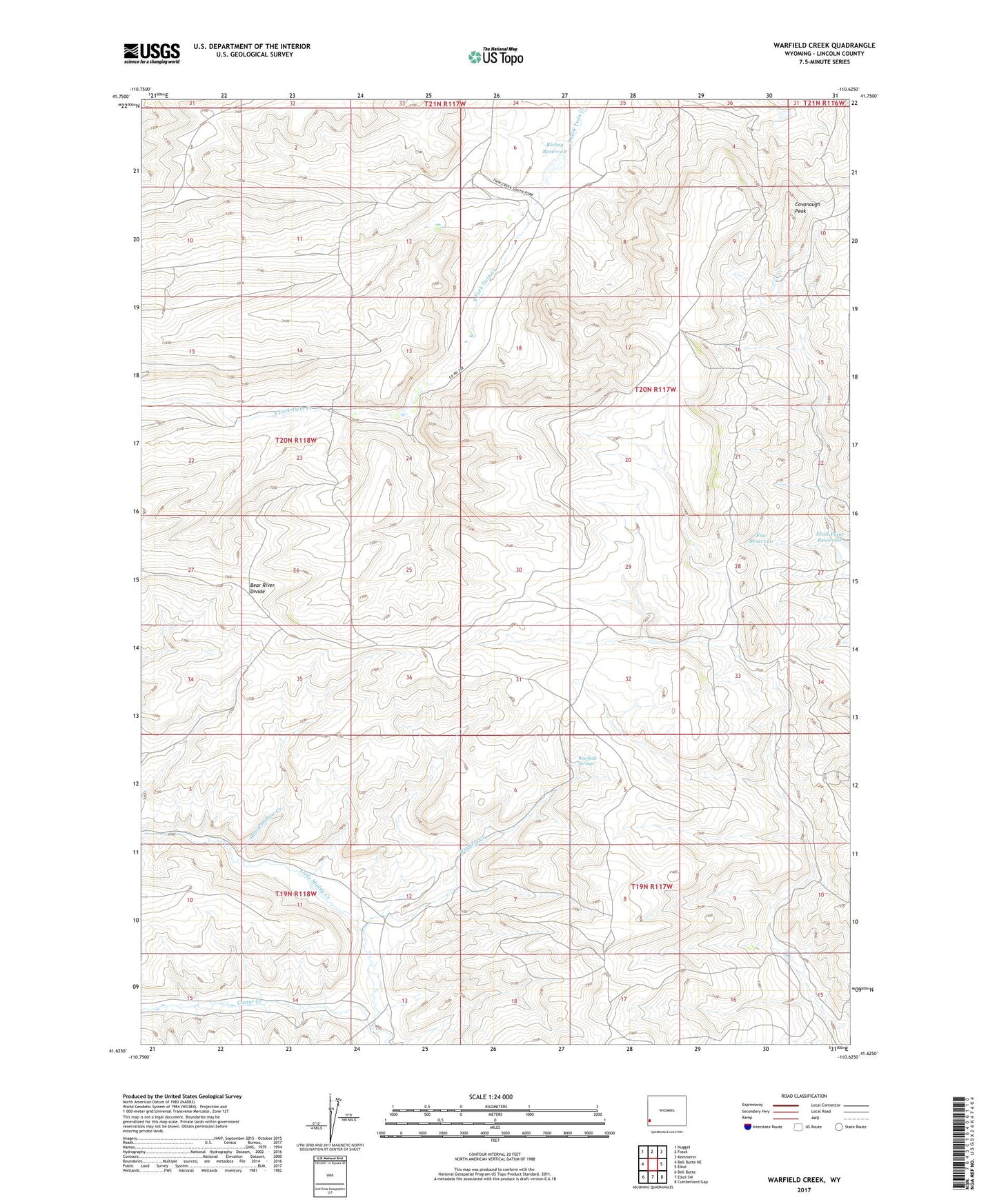 Warfield Creek Wyoming US Topo Map Image