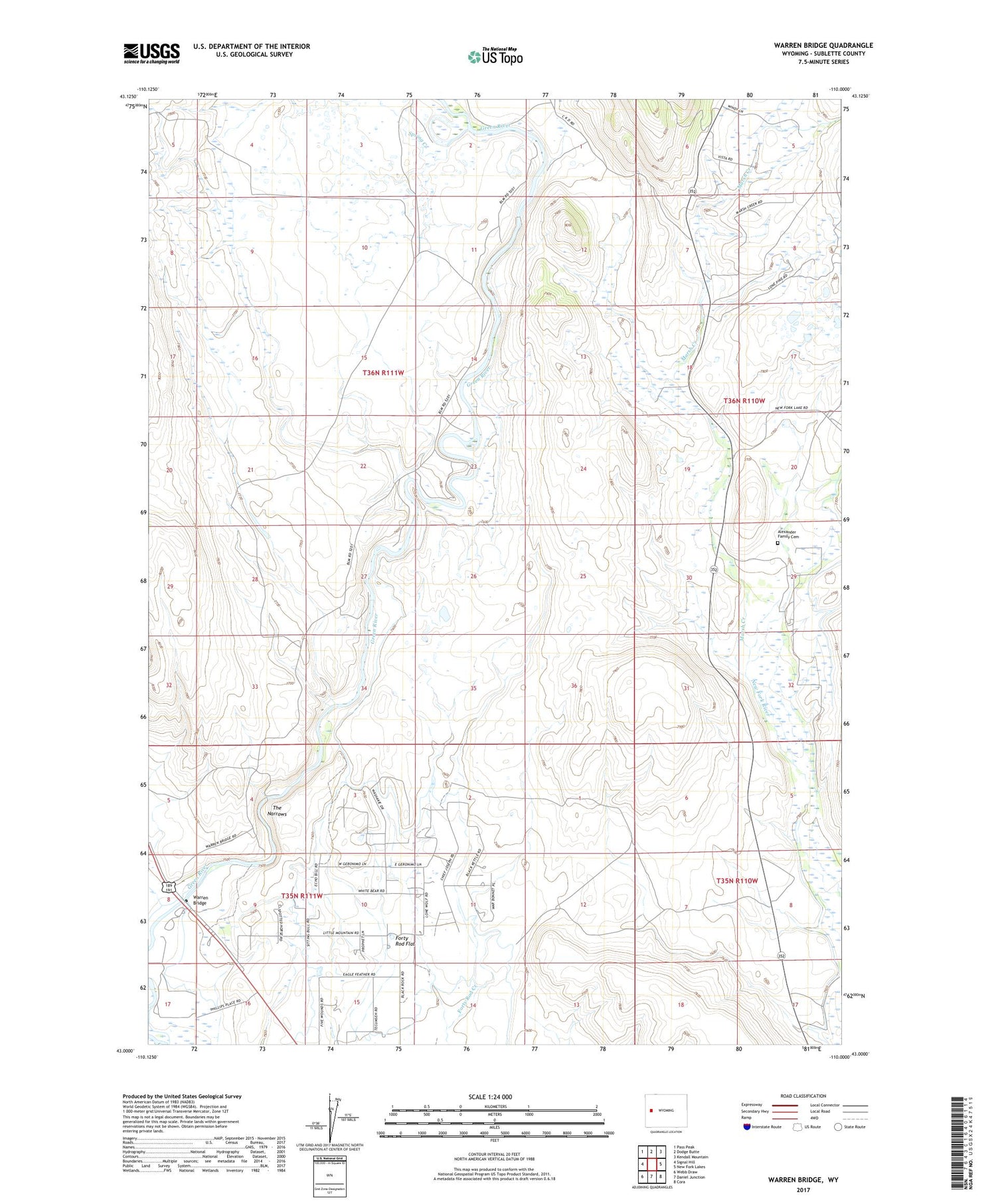 Warren Bridge Wyoming US Topo Map Image