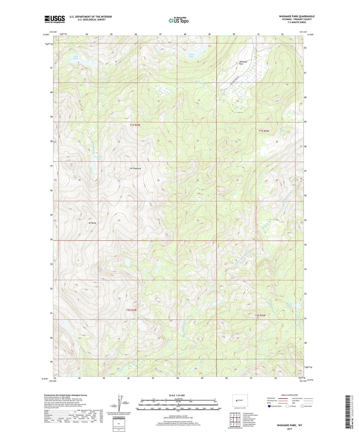 Washakie Park Wyoming US Topo Map Image