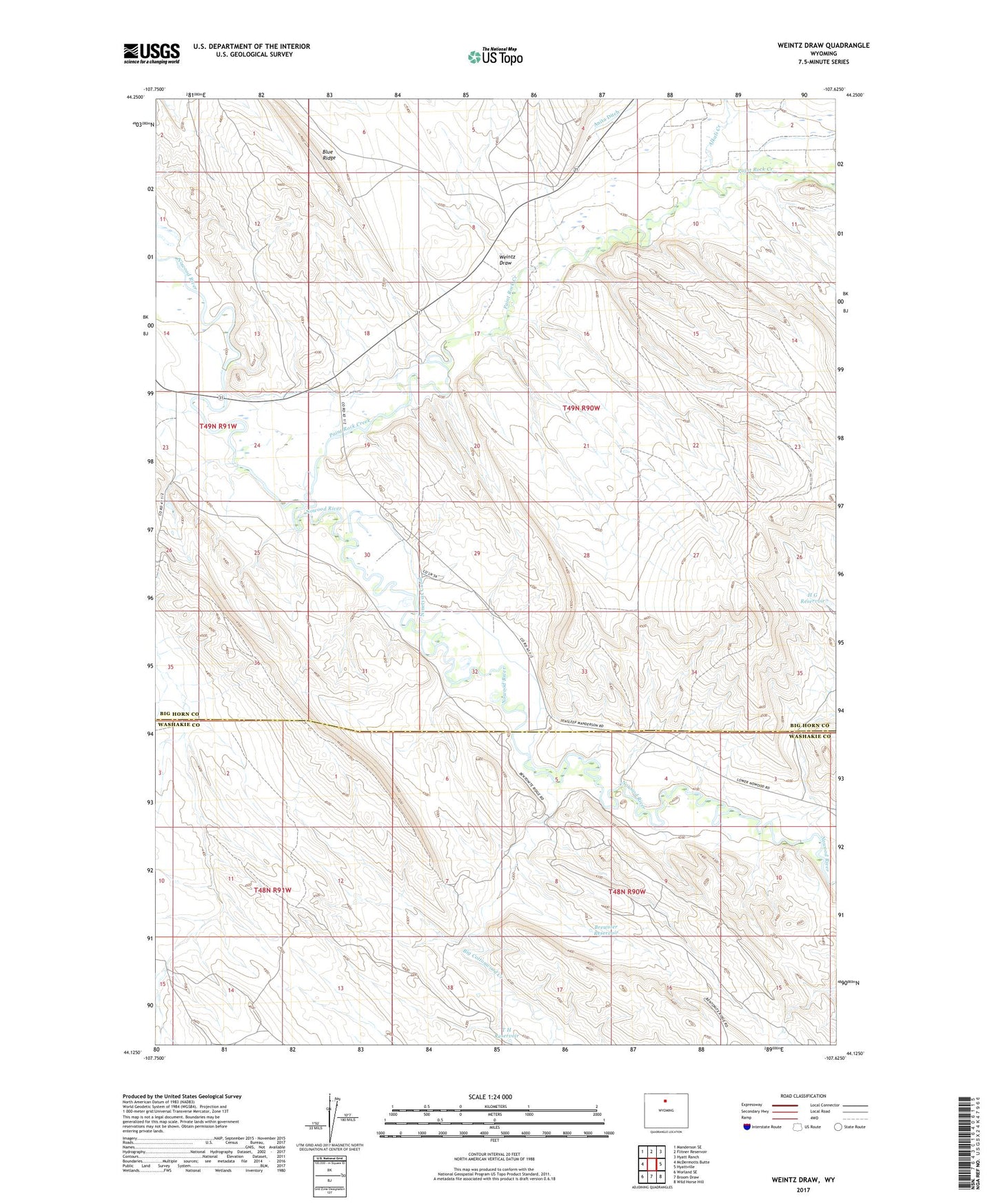 Weintz Draw Wyoming US Topo Map Image