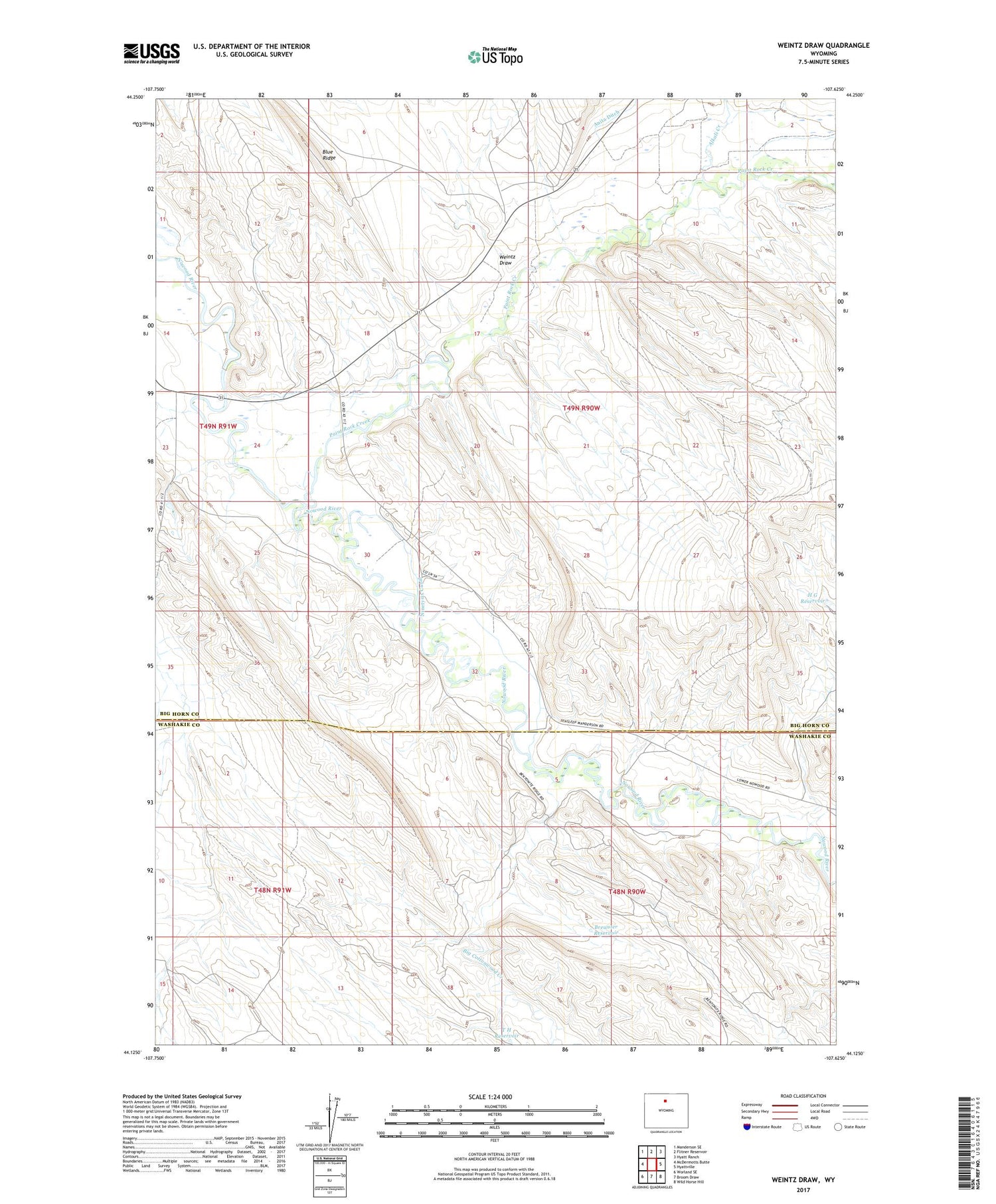 Weintz Draw Wyoming US Topo Map Image