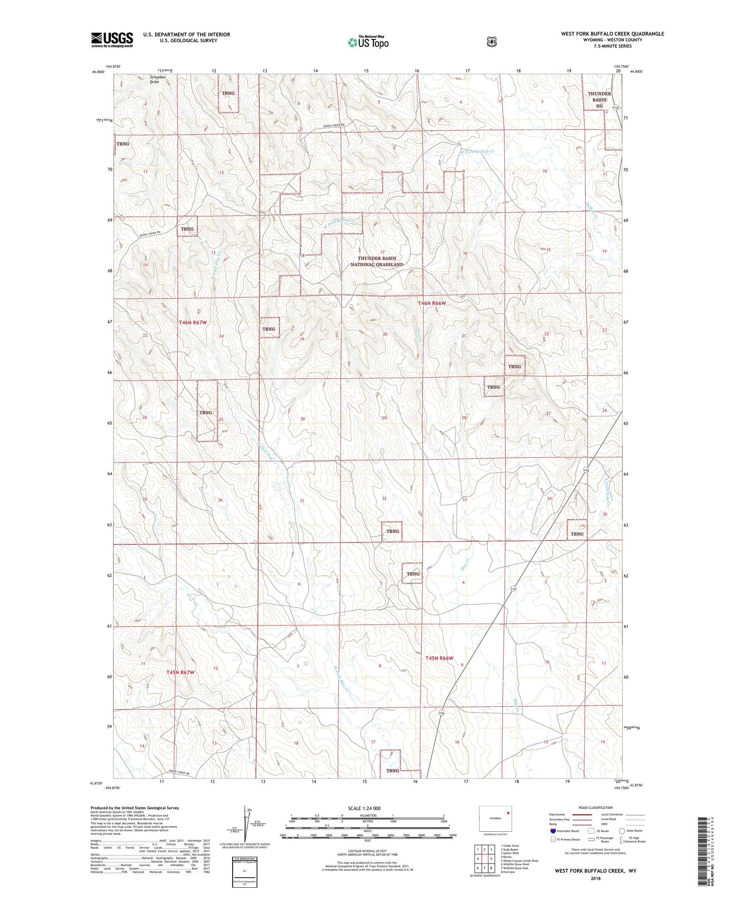 West Fork Buffalo Creek Wyoming US Topo Map Image