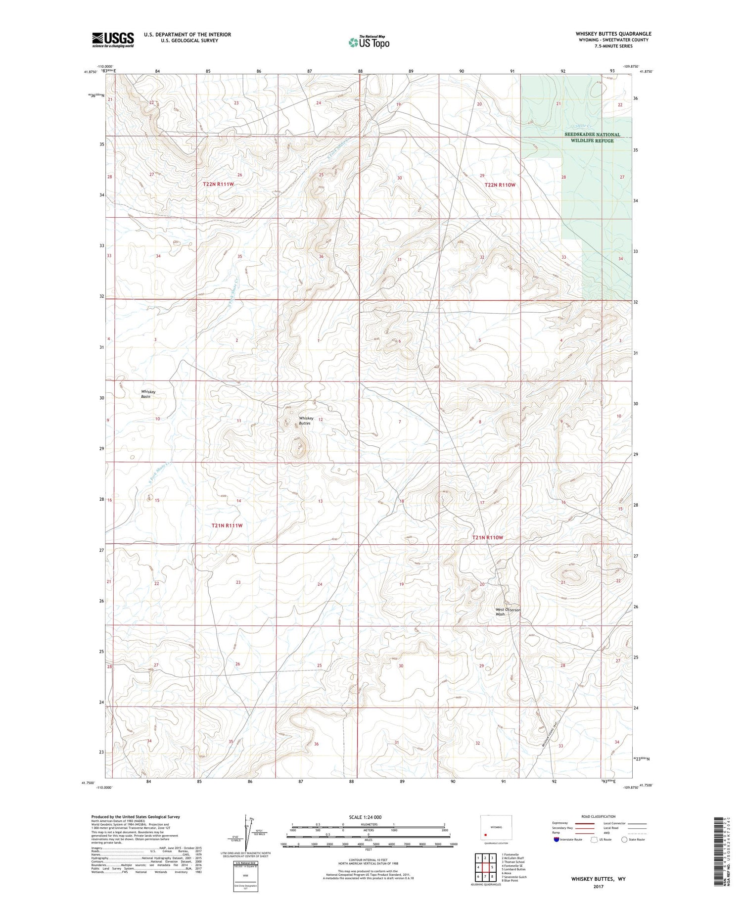 Whiskey Buttes Wyoming US Topo Map Image