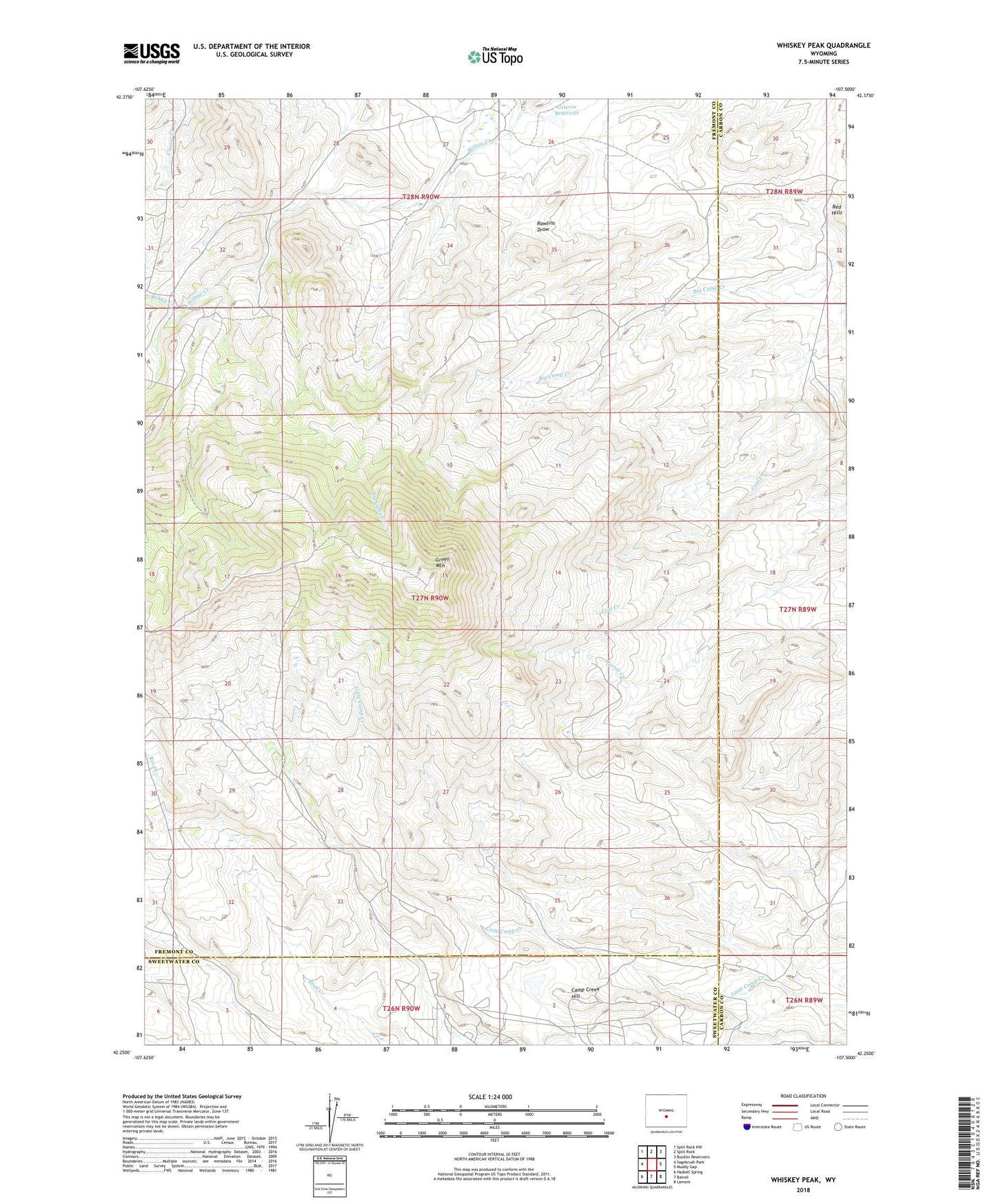 Whiskey Peak Wyoming US Topo Map Image