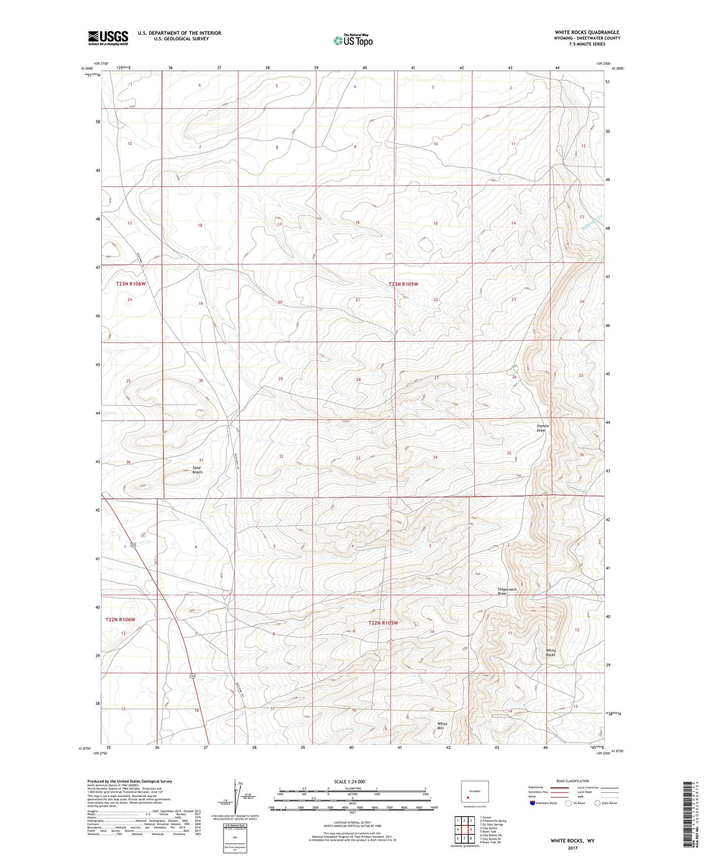 White Rocks Wyoming US Topo Map Image