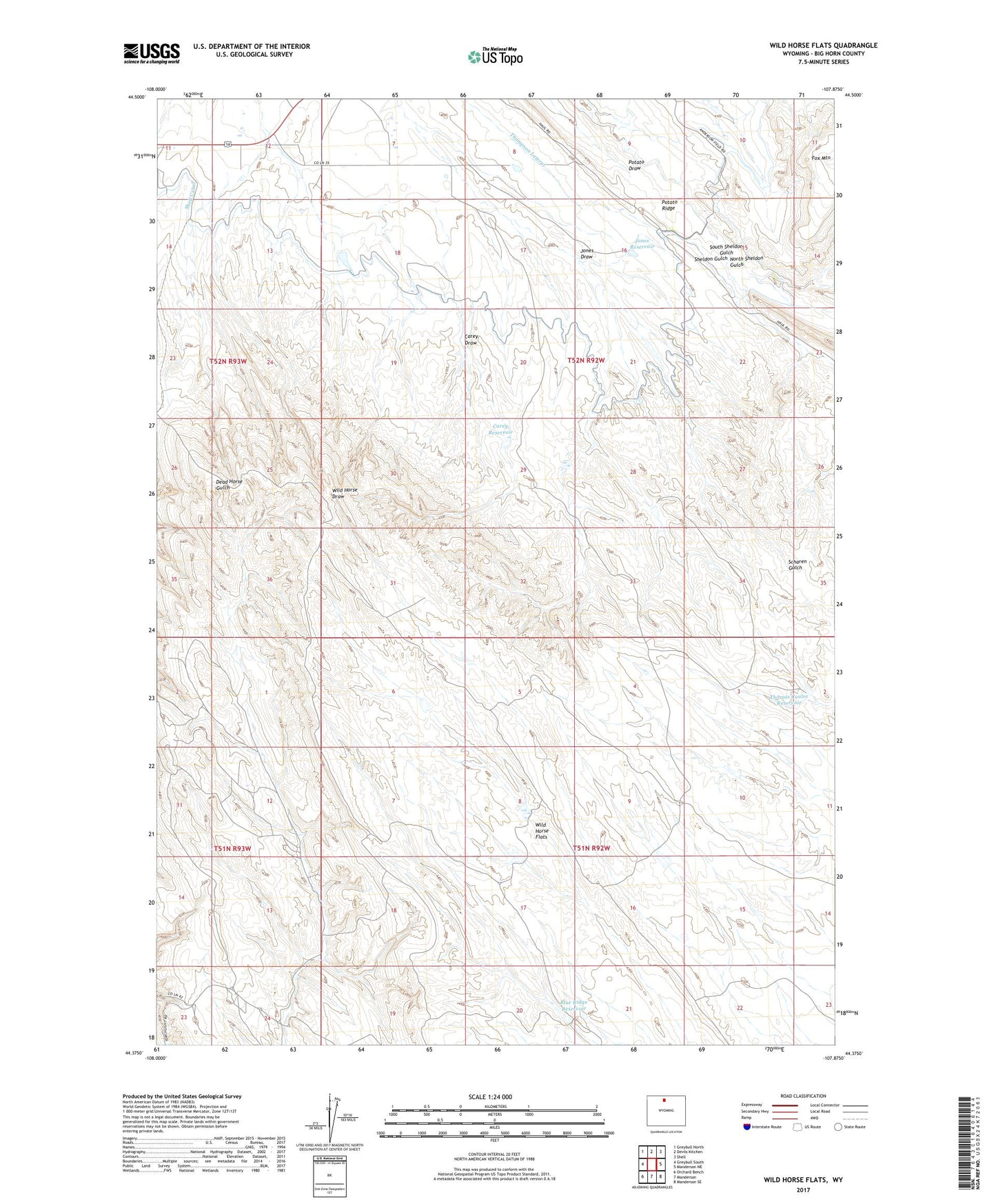 Wild Horse Flats Wyoming US Topo Map Image