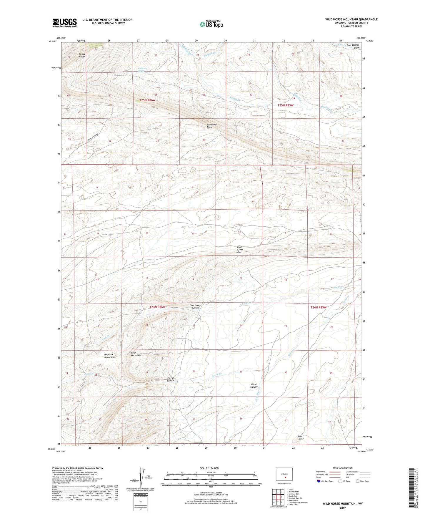 Wild Horse Mountain Wyoming US Topo Map Image
