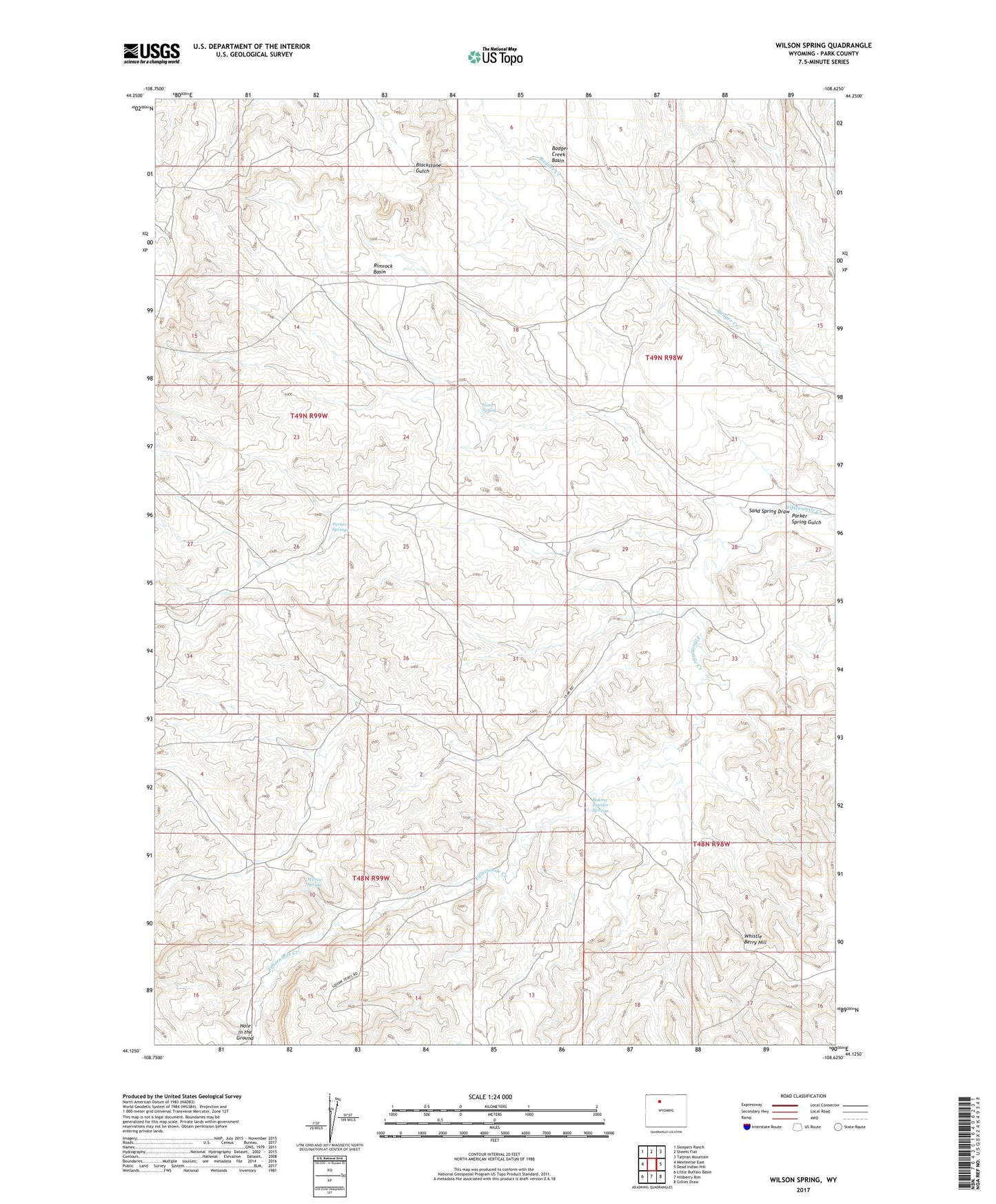 Wilson Spring Wyoming US Topo Map Image