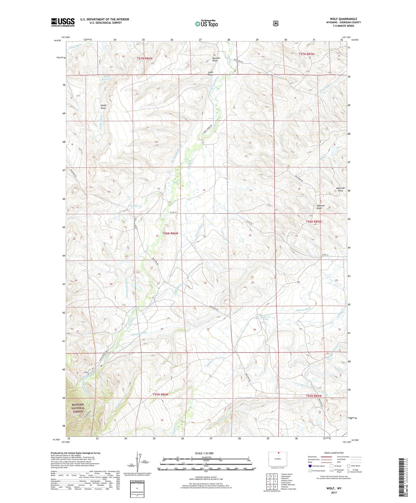 Wolf Wyoming US Topo Map Image
