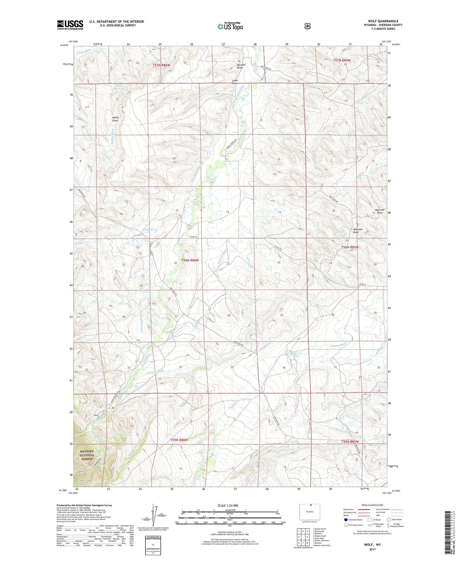 Wolf Wyoming US Topo Map Image