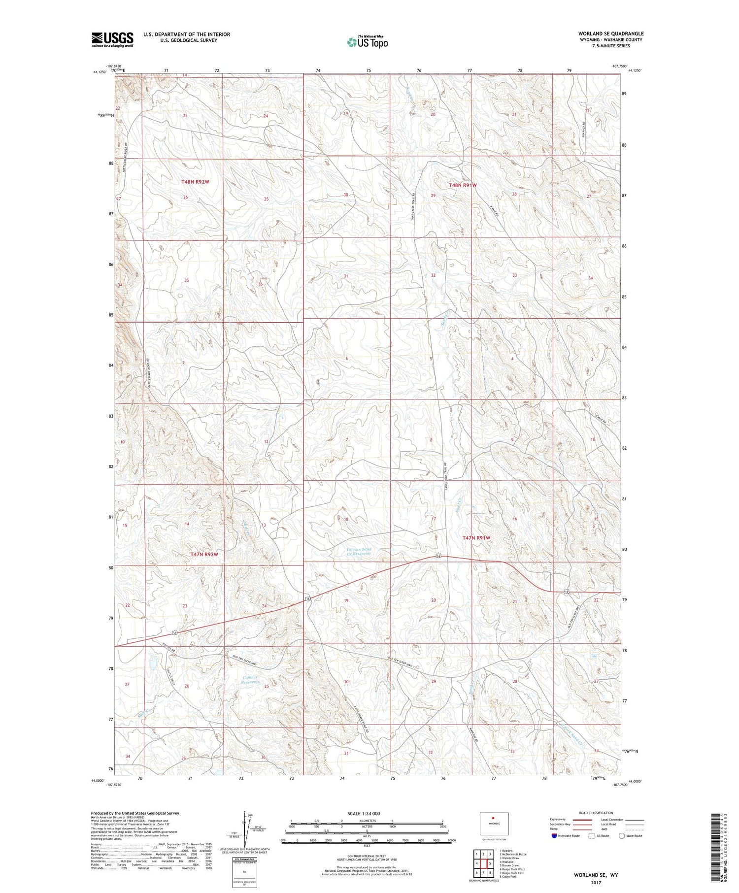 Worland SE Wyoming US Topo Map Image
