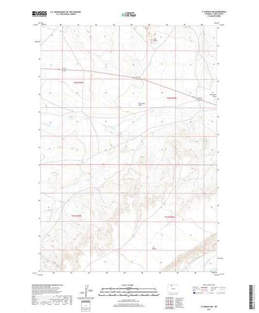 Y U Bench NW Wyoming US Topo Map Image