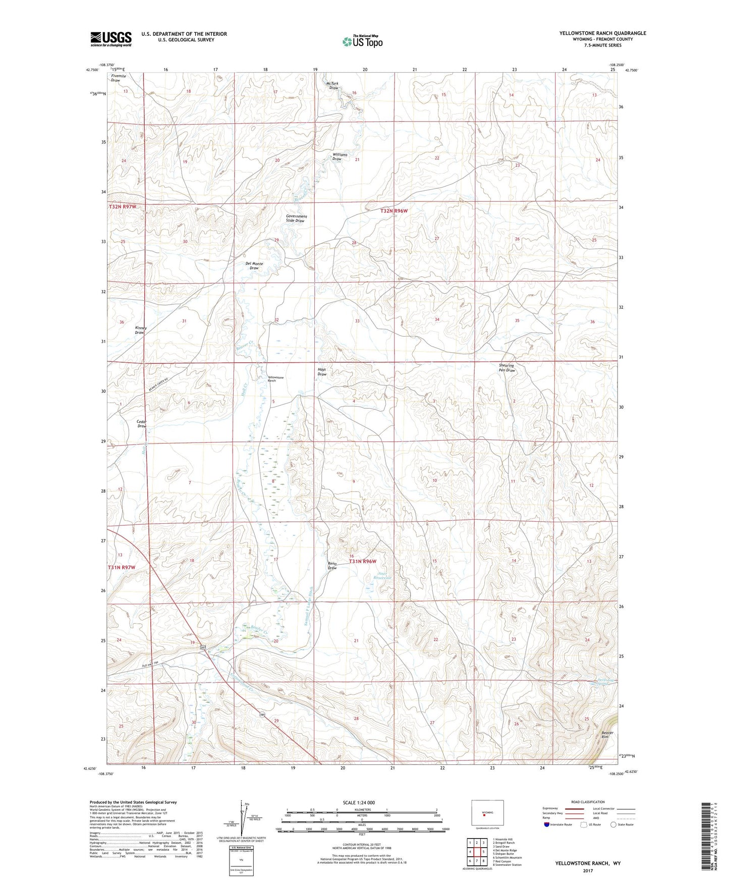 Yellowstone Ranch Wyoming US Topo Map Image
