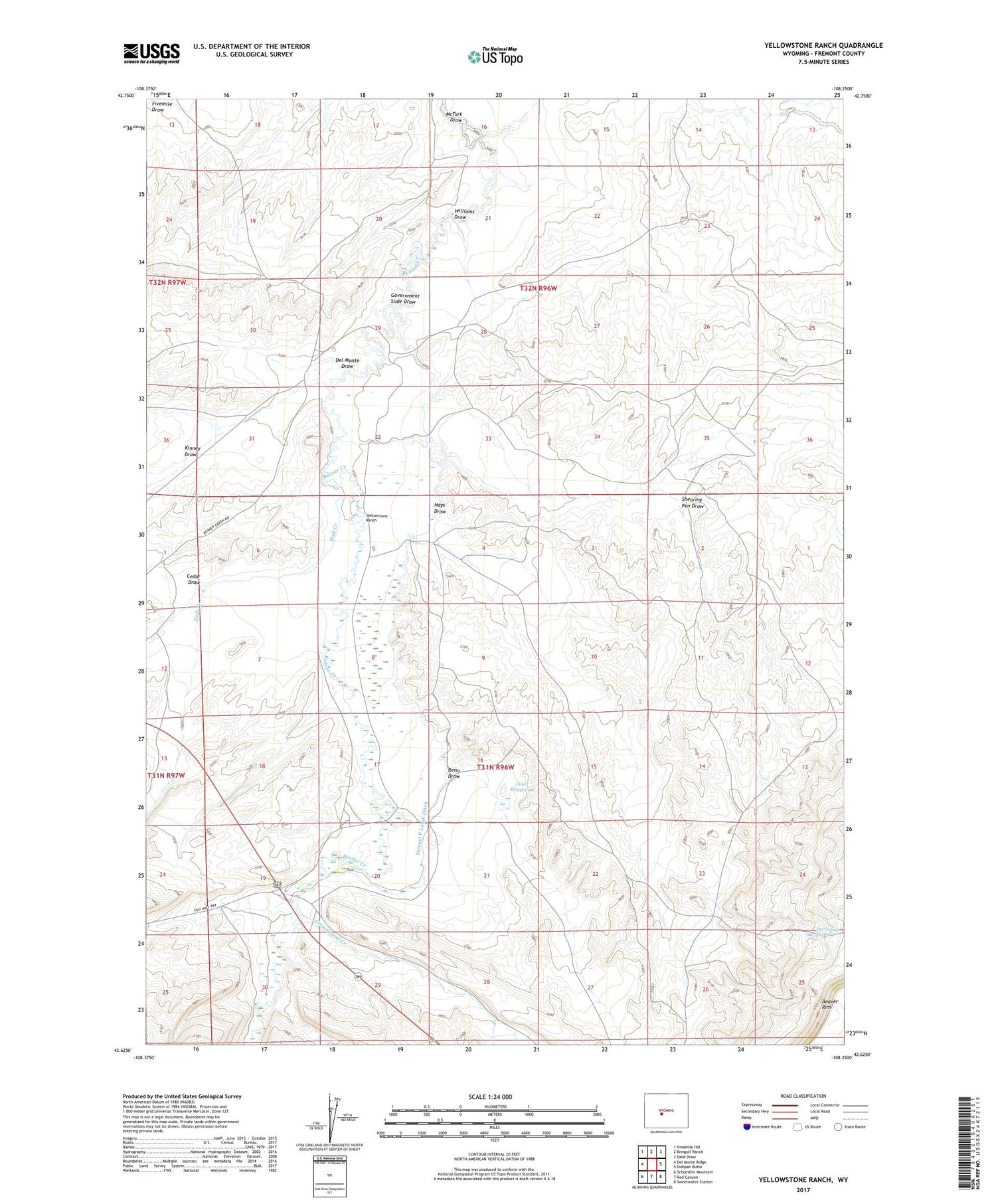 Yellowstone Ranch Wyoming US Topo Map Image