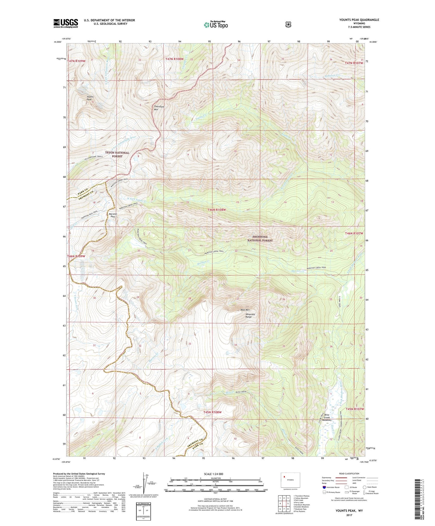 Younts Peak Wyoming US Topo Map Image