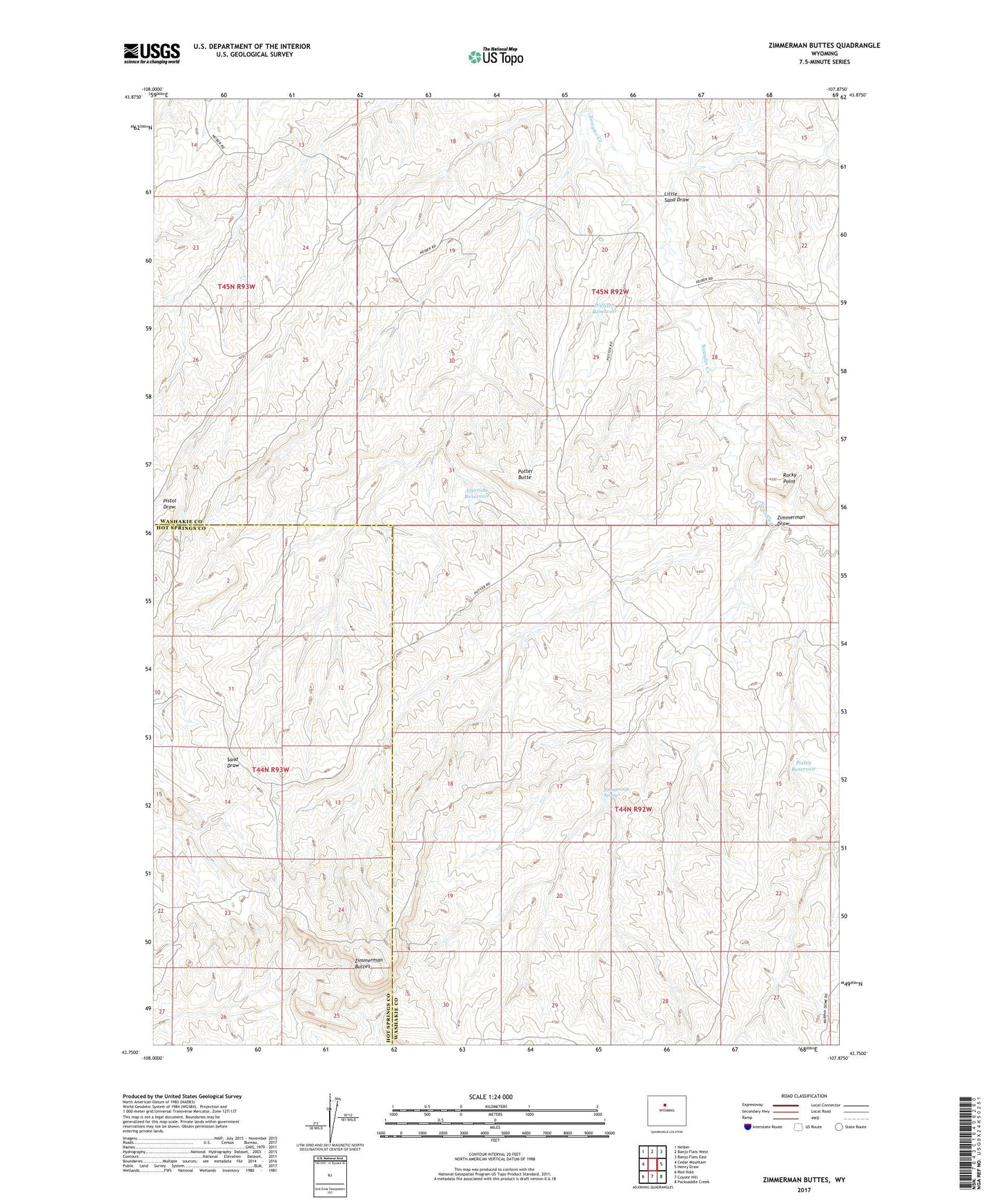 Zimmerman Buttes Wyoming US Topo Map Image