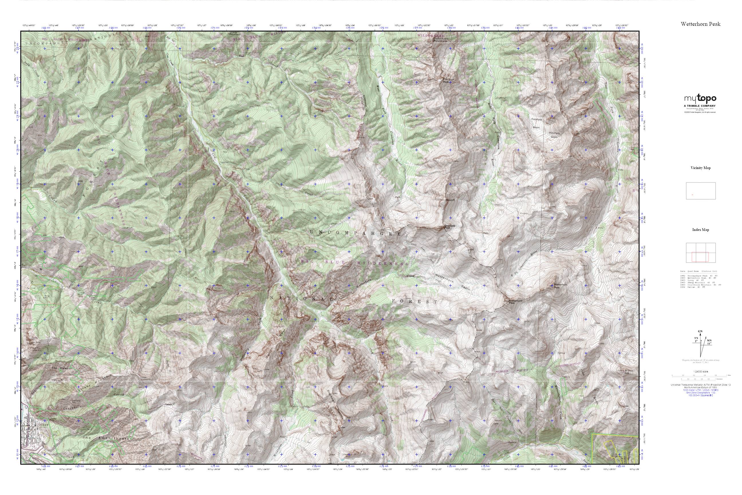 Wetterhorn Peak MyTopo Explorer Series Map – MyTopo Map Store