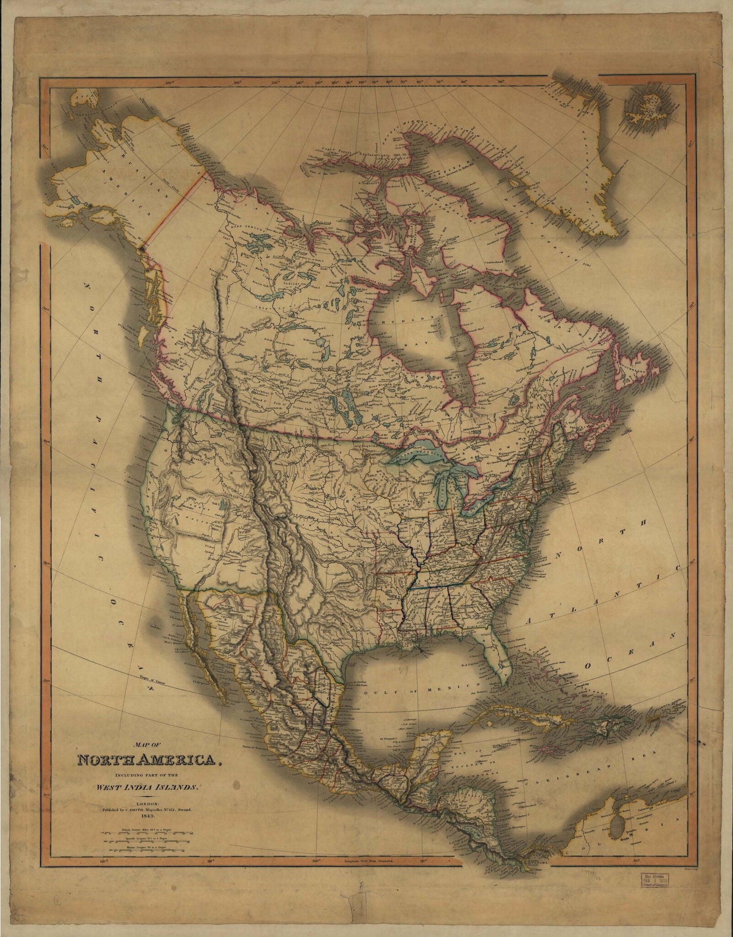 1849 Historic Map of North America