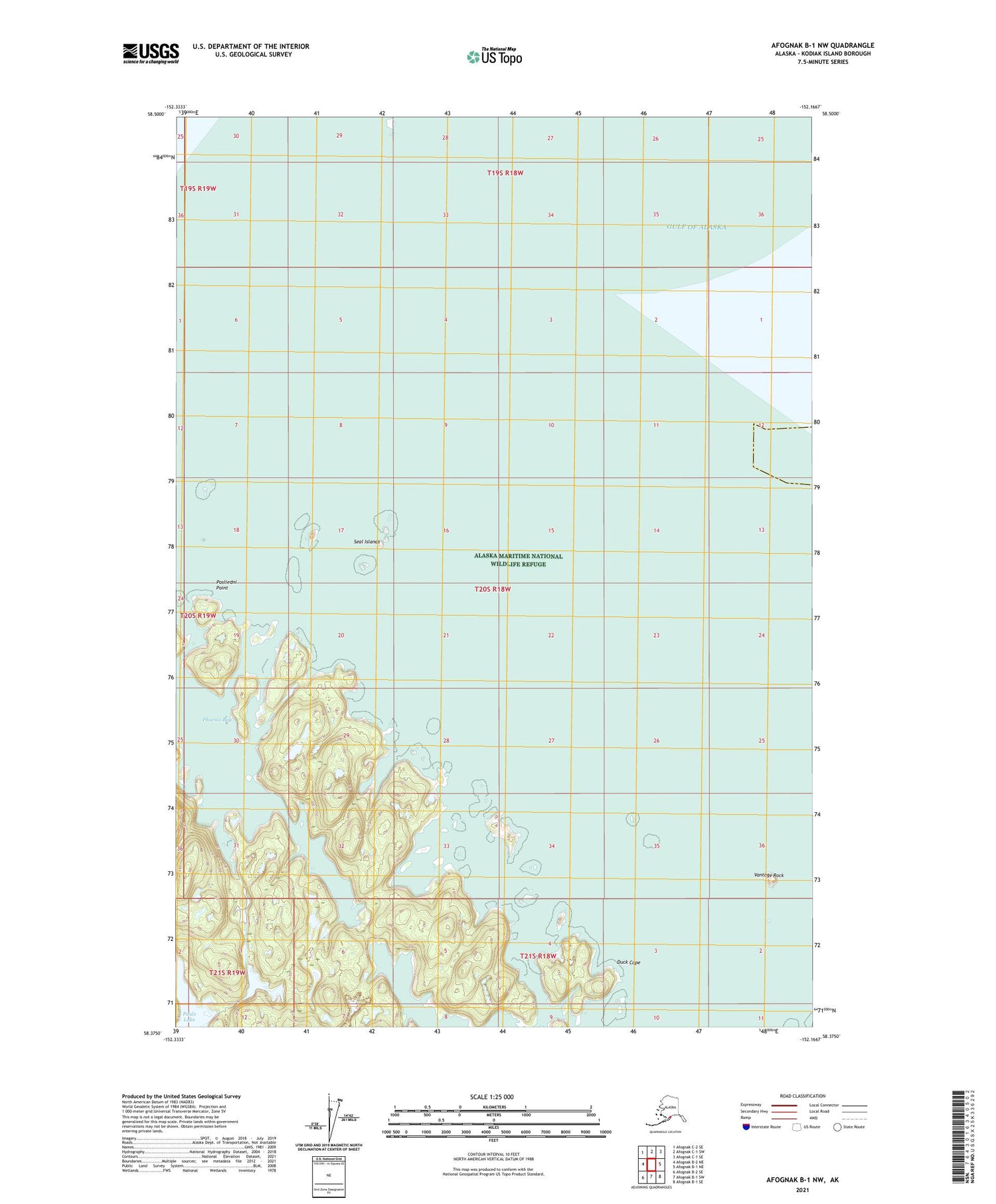 Afognak B-1 NW Alaska US Topo Map Image